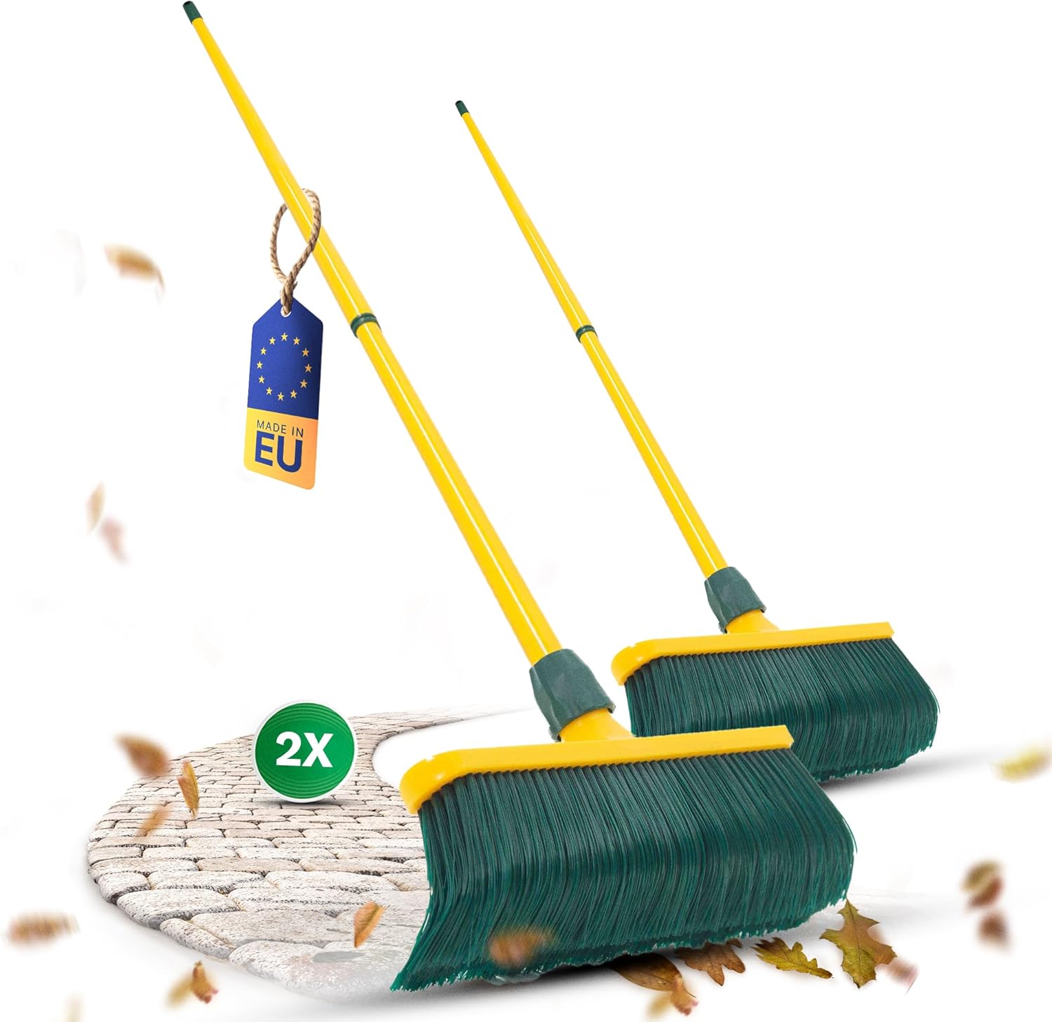 Krallenbesen Set 30 cm Kunststoff mit Stiel Schneebesen Kratzbesen Rasenbesen Besen f&uuml;r drau&szlig;en Outdoor Garden Broom (2 , 30 cm Besen mit Stiel) 