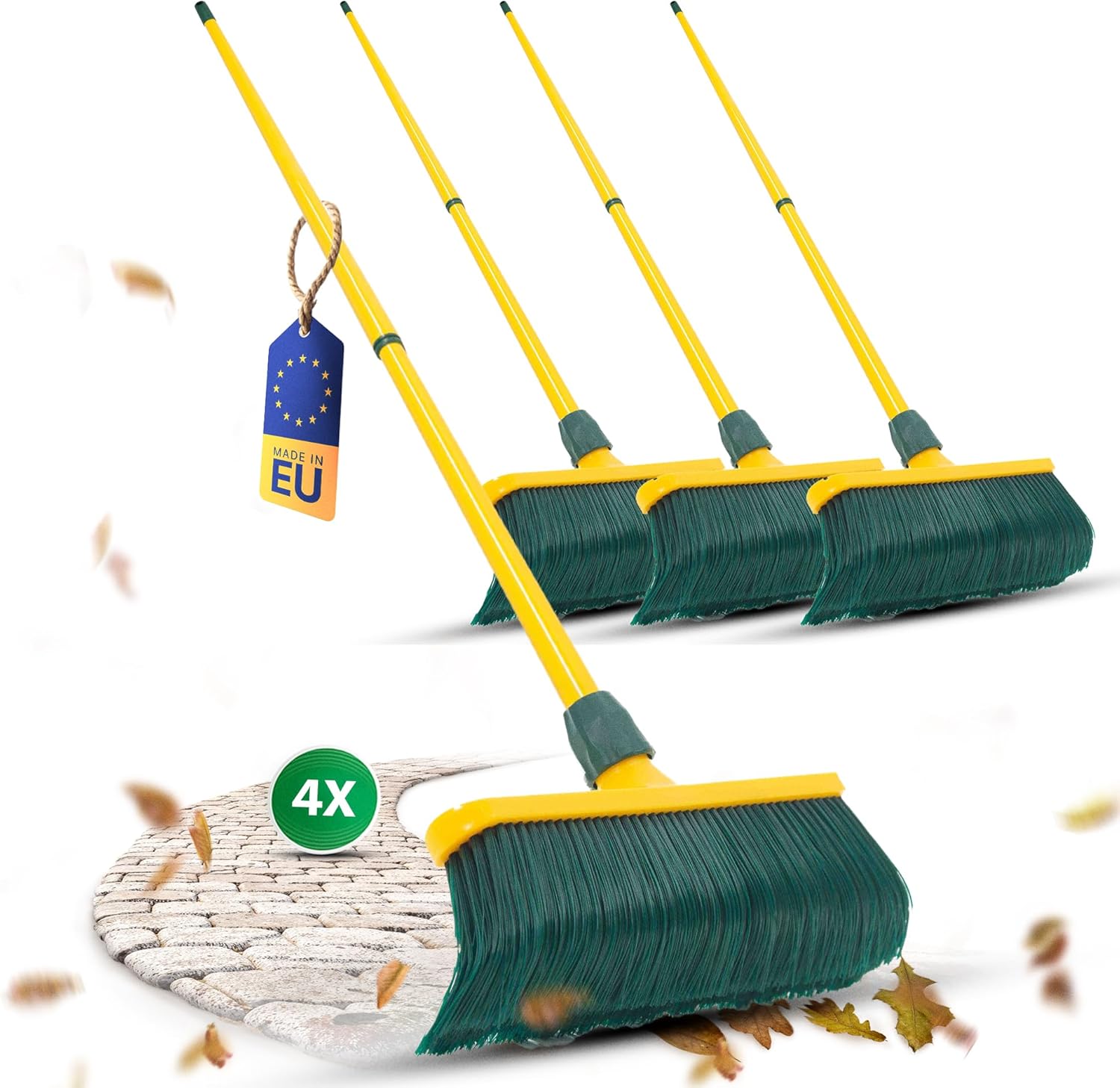 Krallenbesen Set 30 cm Kunststoff mit Teleskopstiel Hofbesen Allzweckbesen Kehrbesen Terrassenbesen Besen mit Stiel (4 , 30 cm Besen mit Stiel) 