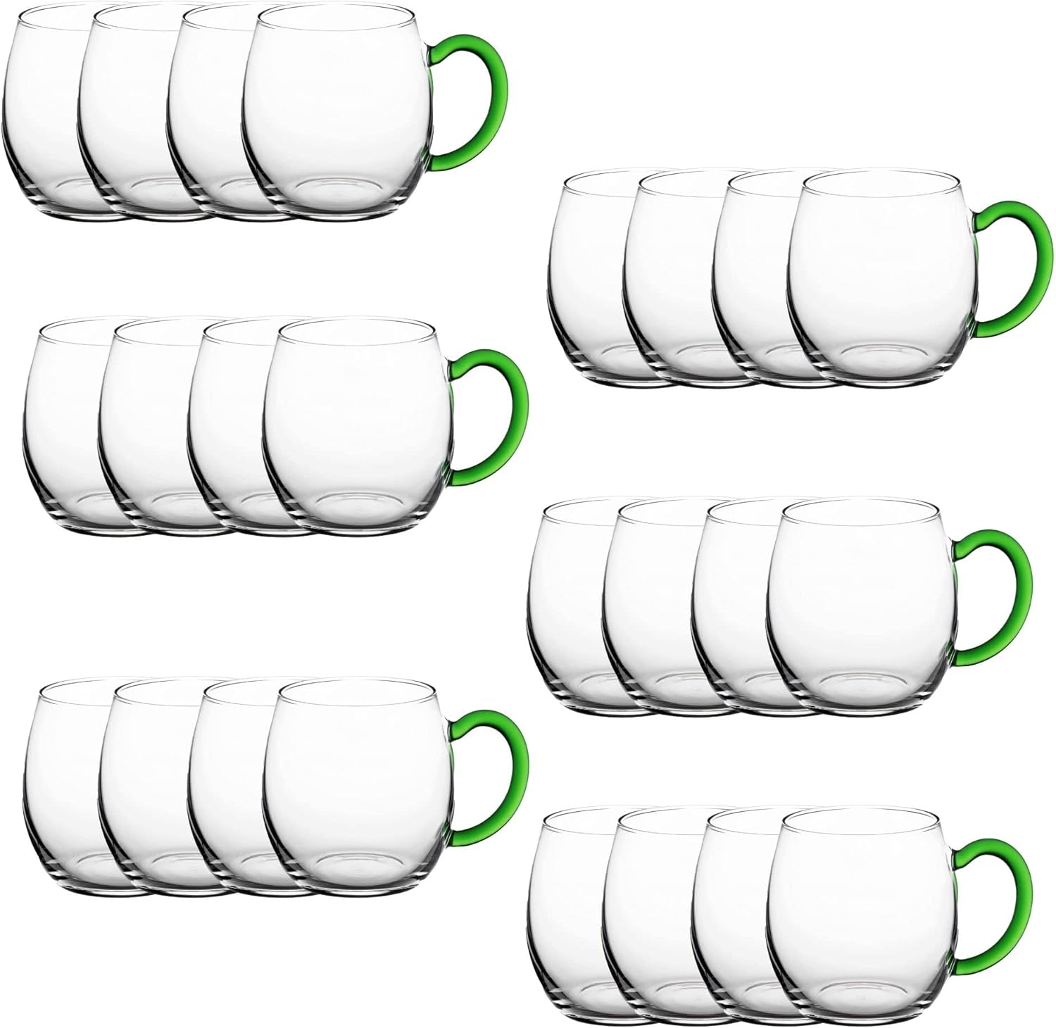 24 xWeinseidel mit gr&uuml;nem Henkel 250 ml Weinglas geeicht Glas Wei&szlig;weinglas Gl&uuml;hweingl&auml;ser Gl&uuml;hweintasse Punchgl&auml;ser Teegl&auml;ser mit Henkel Schorleglas 
