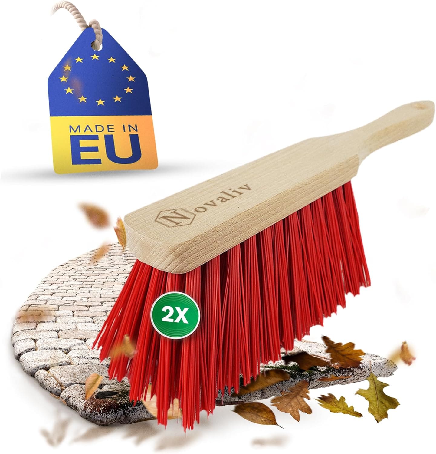 2X ELASTON Handfeger Drau&szlig;en Handbesen Holz Kehrwisch Industriehandfeger Auto Schneebesen Holz Hand Brush Handfeger Grob Handfeger Camping Besen Vorzeltteppich Wohnwagen Feger Stra&szlig;e 