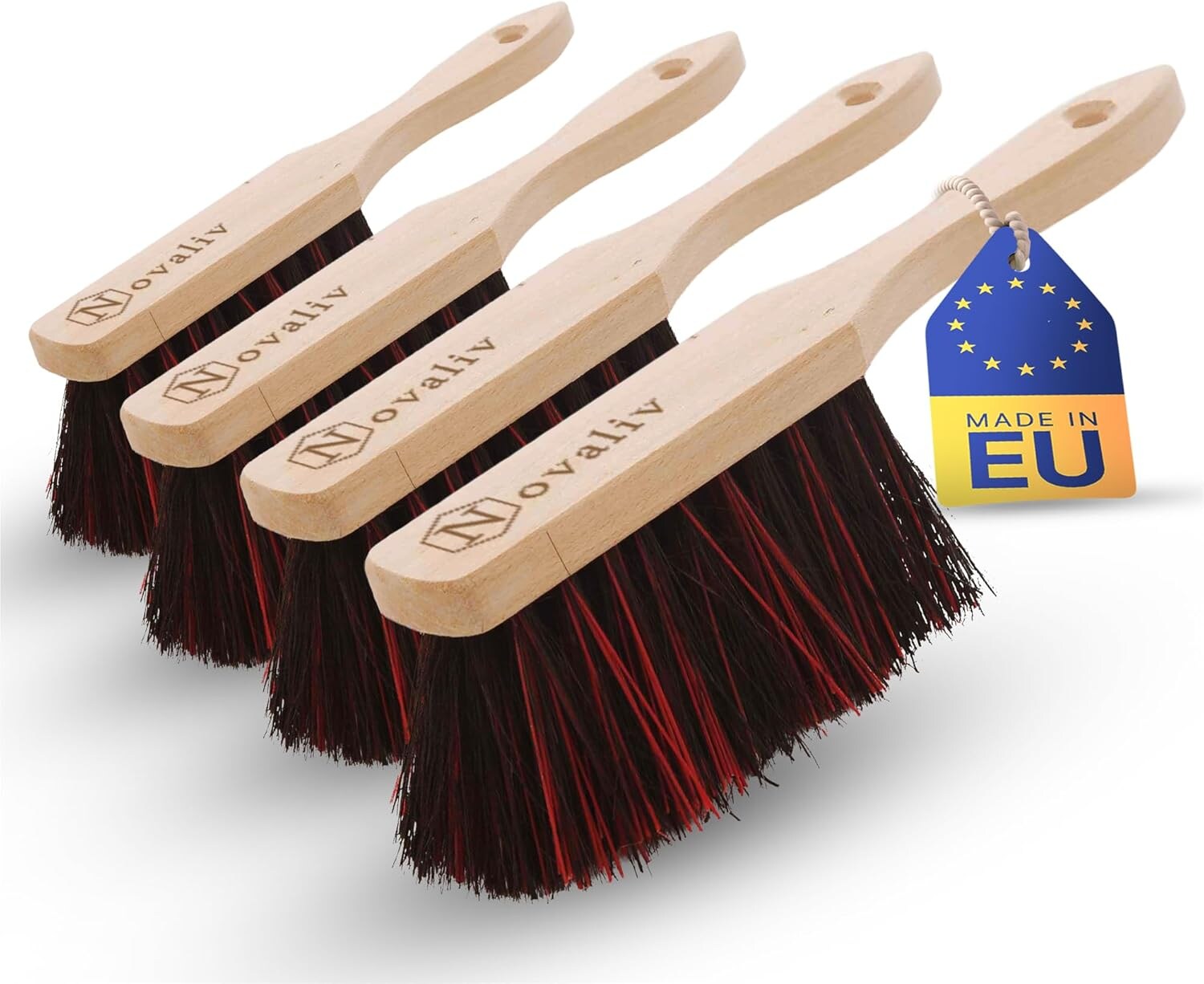 4er Set Handfeger Klein Arenga & ELASTONBORSTEN Handbesen Auto Kehrwisch Industriehandfeger Auto Schneebesen Holz Hand Brush Handfeger Grob Handfeger Camping Besen Vorzeltteppich Wohnwagen