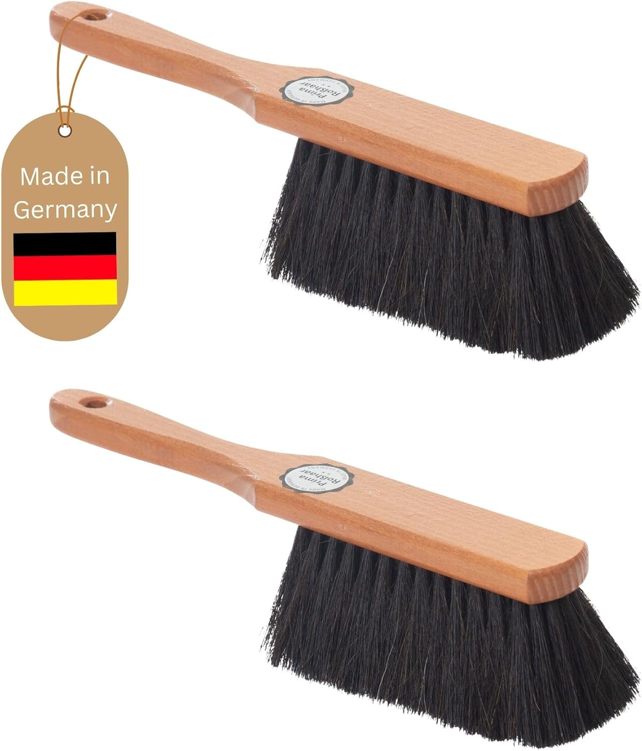 2X Mischung ROSSHAAR Handfeger Set Besen weiche Borsten - Mix Rosshaar Handfeger Auto Besenb&uuml;rste - Idealer Schneebesen Auto Rosshaarbesen Mix Schrankbesen Naturborsten Hand Brush Handkehrer 