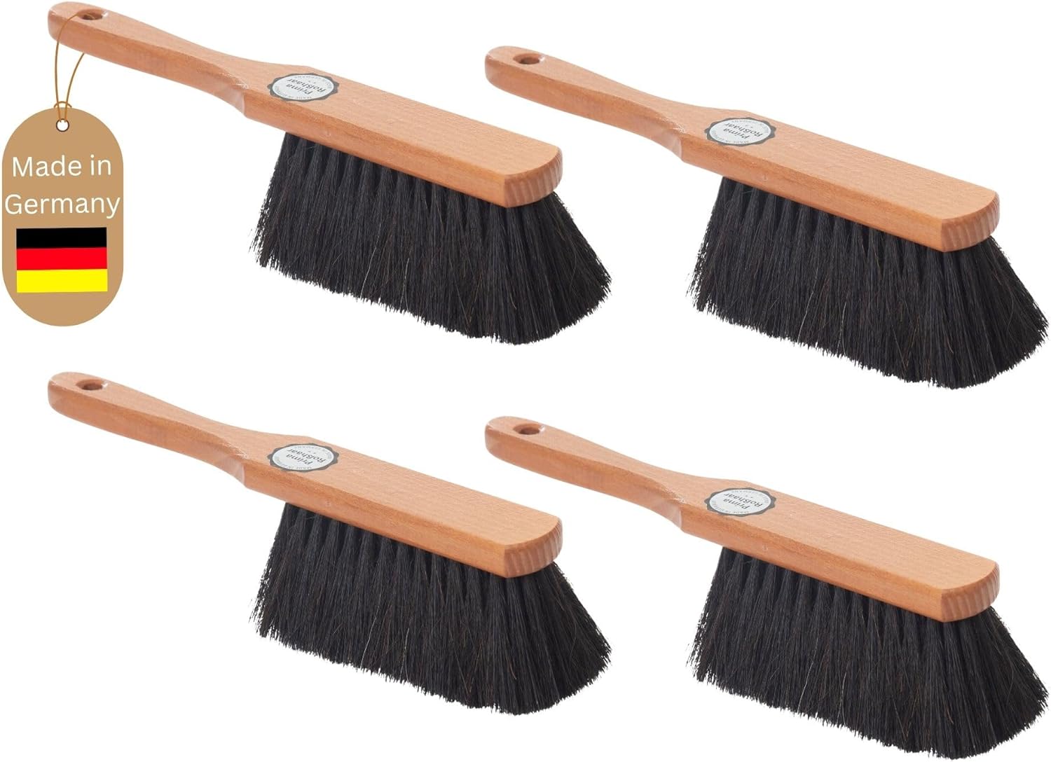 4er Set Handfeger Klein ROSSHAARMISCHUNG weiche Borsten - Mix Rosshaar Handfeger Auto Besenb&uuml;rste - Idealer Schneebesen Auto Rosshaarbesen Mix Schrankbesen Naturborsten Hand Brush Handkehrer 