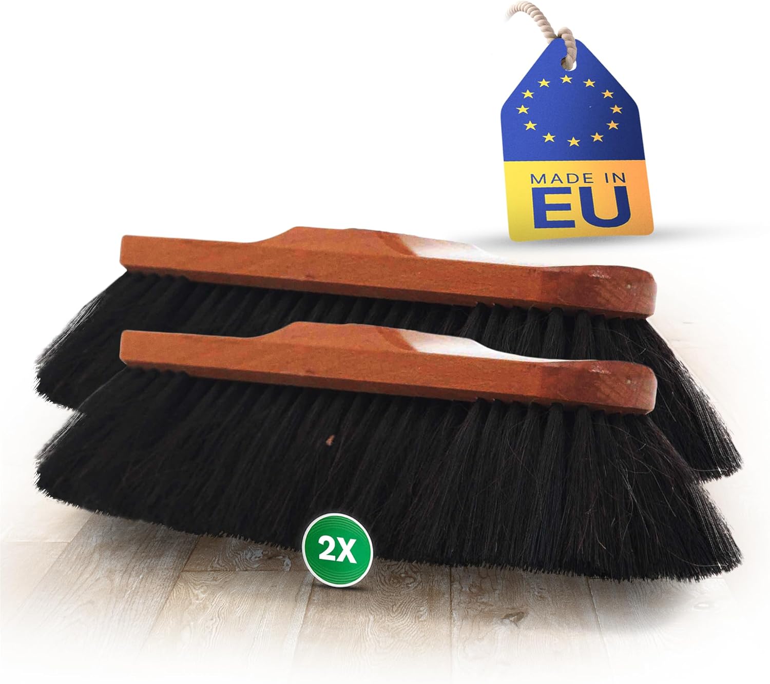 2er Set Zimmerbesen ROSSHAAR Mischung Besen weiche Borsten Schrankbesen Gemischtes Rosshaar Besenkopf Idealer Besen f&uuml;r Laminat und Parkett Rosshaarbesen Mix Naturborsten Stubenbesen 