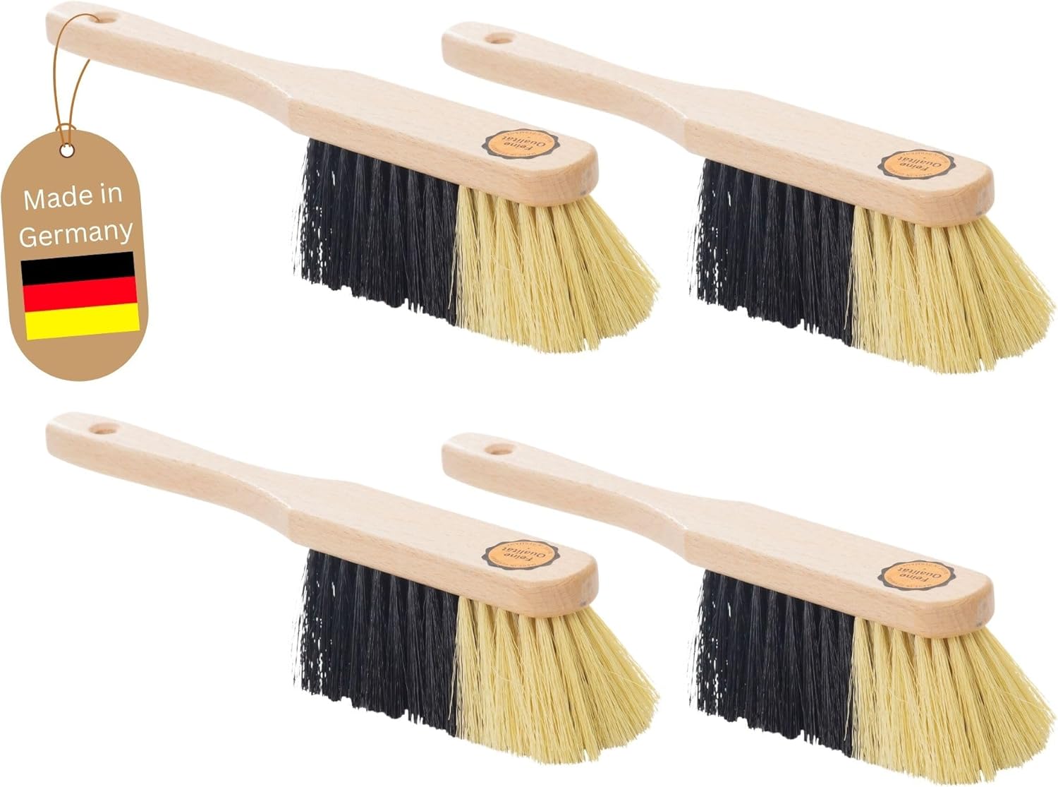 4er Set KUNSTBORSTEN Handfeger Besen weiche Borsten - Schrankbesen Camping Handfeger Auto Besenb&uuml;rste - Idealer Schneebesen Auto Hand Brush Vorzeltteppich Wohnwagen Handbesen Holz Handkehrer 