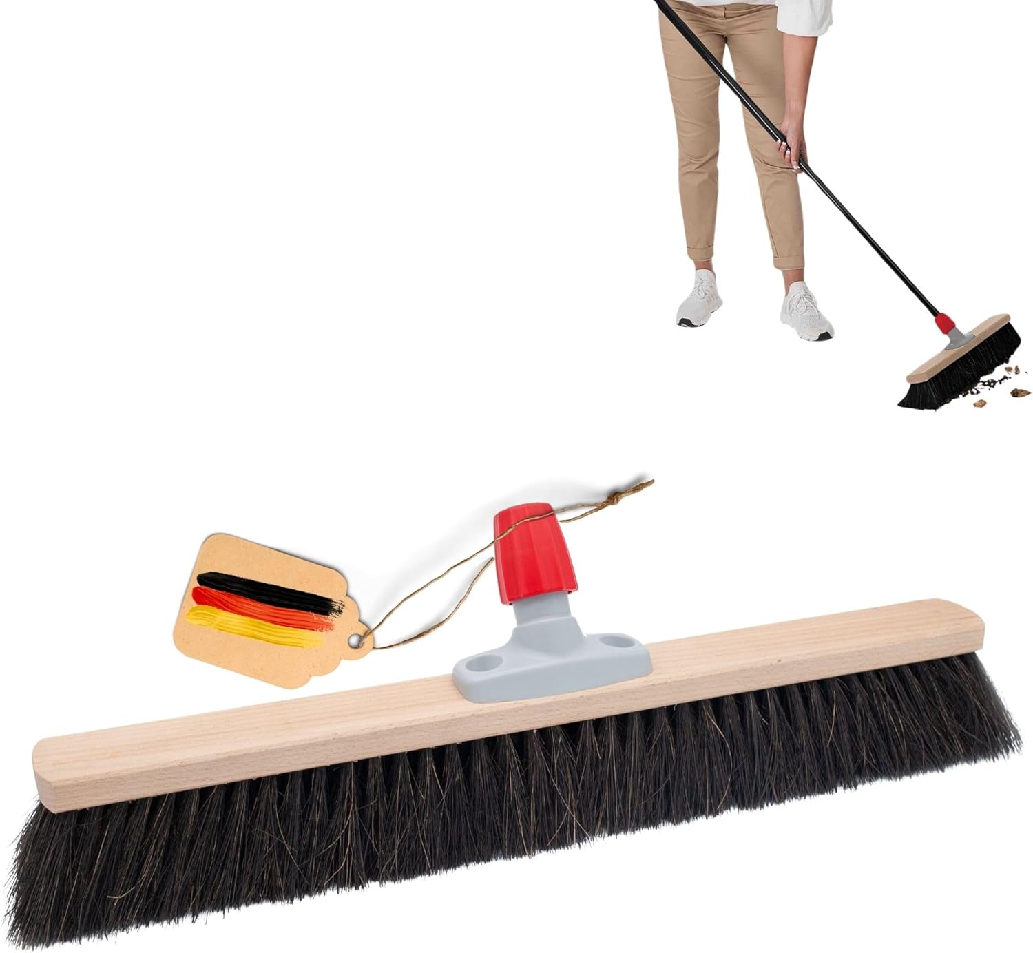 Saalbesen Naturhaar 40 cm Besenkopf I Besen ohne Stiel I Rosshaar schwarz I Weich I fein I Gro&szlig;raumbesen Kehrbesen Zimmerbesen Hofbesen 