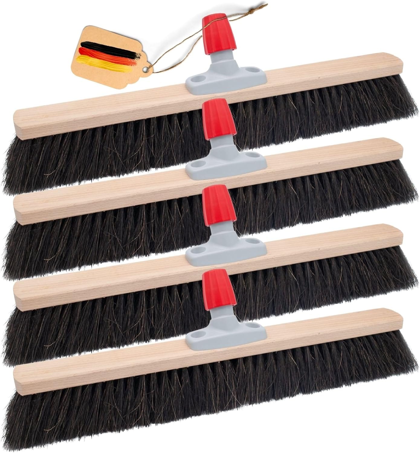 4X Besen Naturhaar 40 cm Besenkopf I ohne Stiel I Rosshaar schwarz I Besen f&uuml;r drinnen I Schneebesen Allzweckbesen Hausbesen Innenbereich 