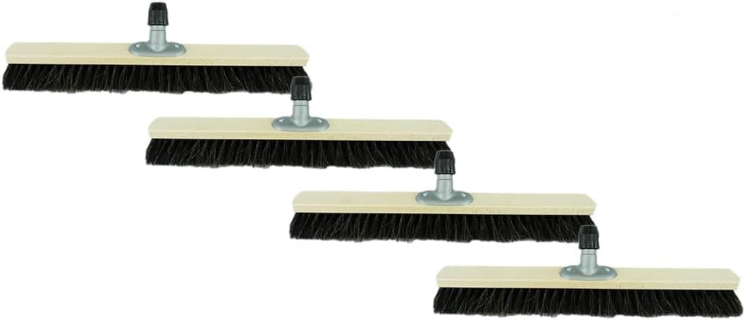 4X Besen Naturhaar 60 cm Besenkopf I ohne Stiel I Rosshaar schwarz I Besen f&uuml;r drinnen I Schneebesen Allzweckbesen Hausbesen Innenbereich 