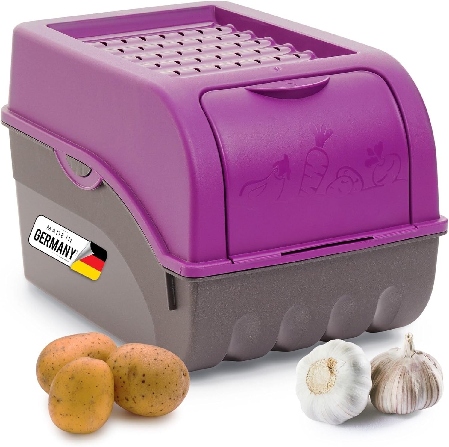 Kartoffel Aufbewahrungsbox   mittel    LILA   Zwiebelbox   Gemüsebox stapelbar Kartoffelbox Zwiebel Aufbewahrung Kartoffelkorb Obstbehälter Kartoffelkiste Frischhaltedose…