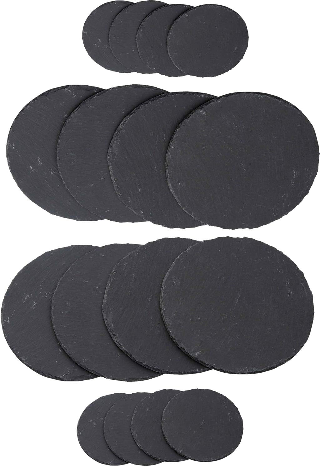 Platzset Schiefer 16 TLG I 8X 25 cm rund Platzset Schiefer Teller Untersetzer I 8X 10 cm rund Glasuntersetzer Schiefer Untersetzer Sevierplatte 