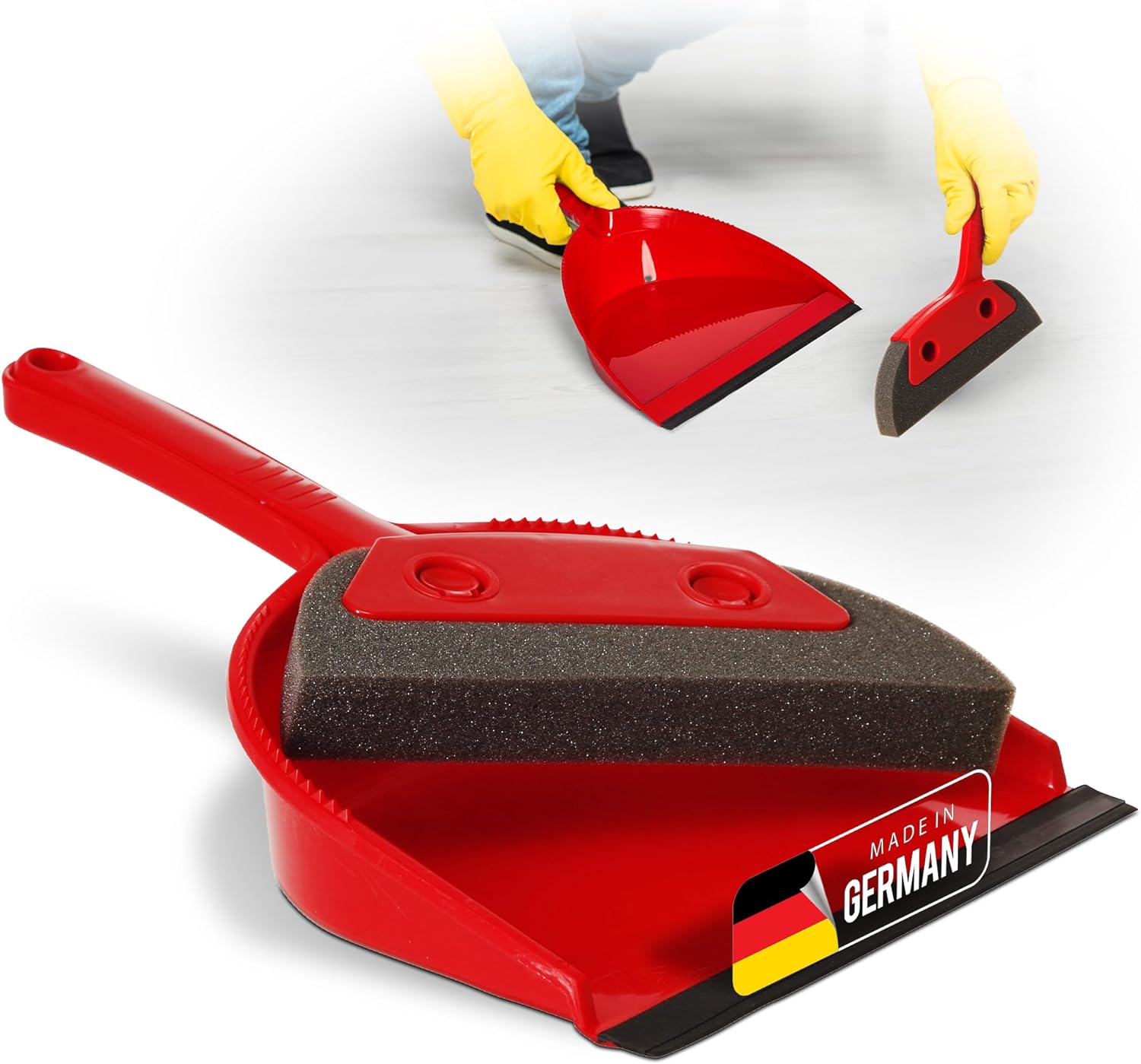 Schaumstoffkehrgarnitur I rot I Schaufel und Besen I Schaumstoffhandfeger Hand Brush Handkehrer Handkehrset dust pan 