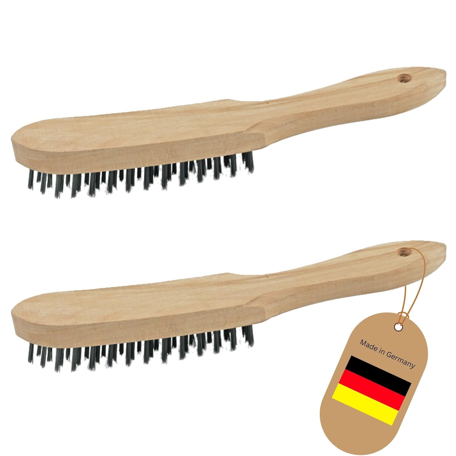 Drahtb&uuml;rsten Set I 3-reihig + 5-reihig I 27 cm lang I mit Holzgriff I Bremssattelb&uuml;rste Drahtb&uuml;rste Kratzb&uuml;rste Metallb&uuml;rste Handdrahtb&uuml;rste Wire Brush 