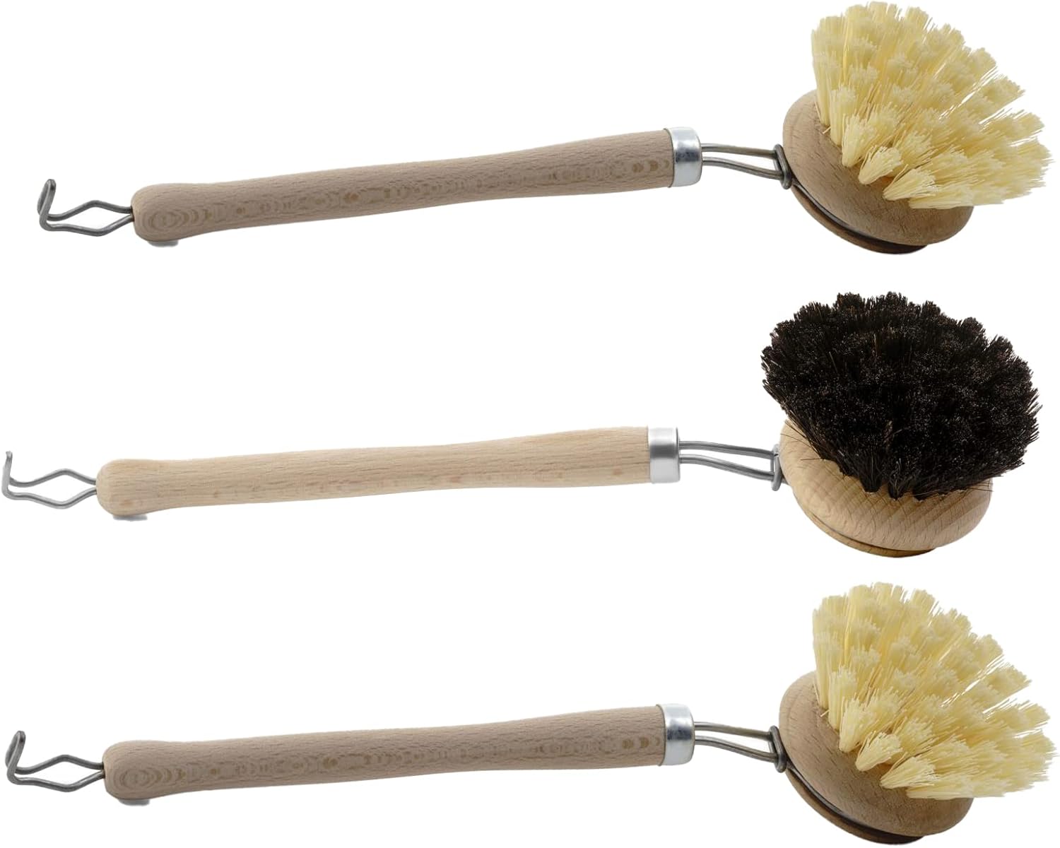 Sp&uuml;lb&uuml;rsten Set 3 TLG I 1x Kunstfirbe 1x Naturfibre 1xRosshaar I Holz I gro&szlig; I Abwaschb&uuml;rste K&uuml;chenb&uuml;rste Geschirr B&uuml;rste Scheuerb&uuml;rste Putzb&uuml;rste B&uuml;rste K&uuml;che 