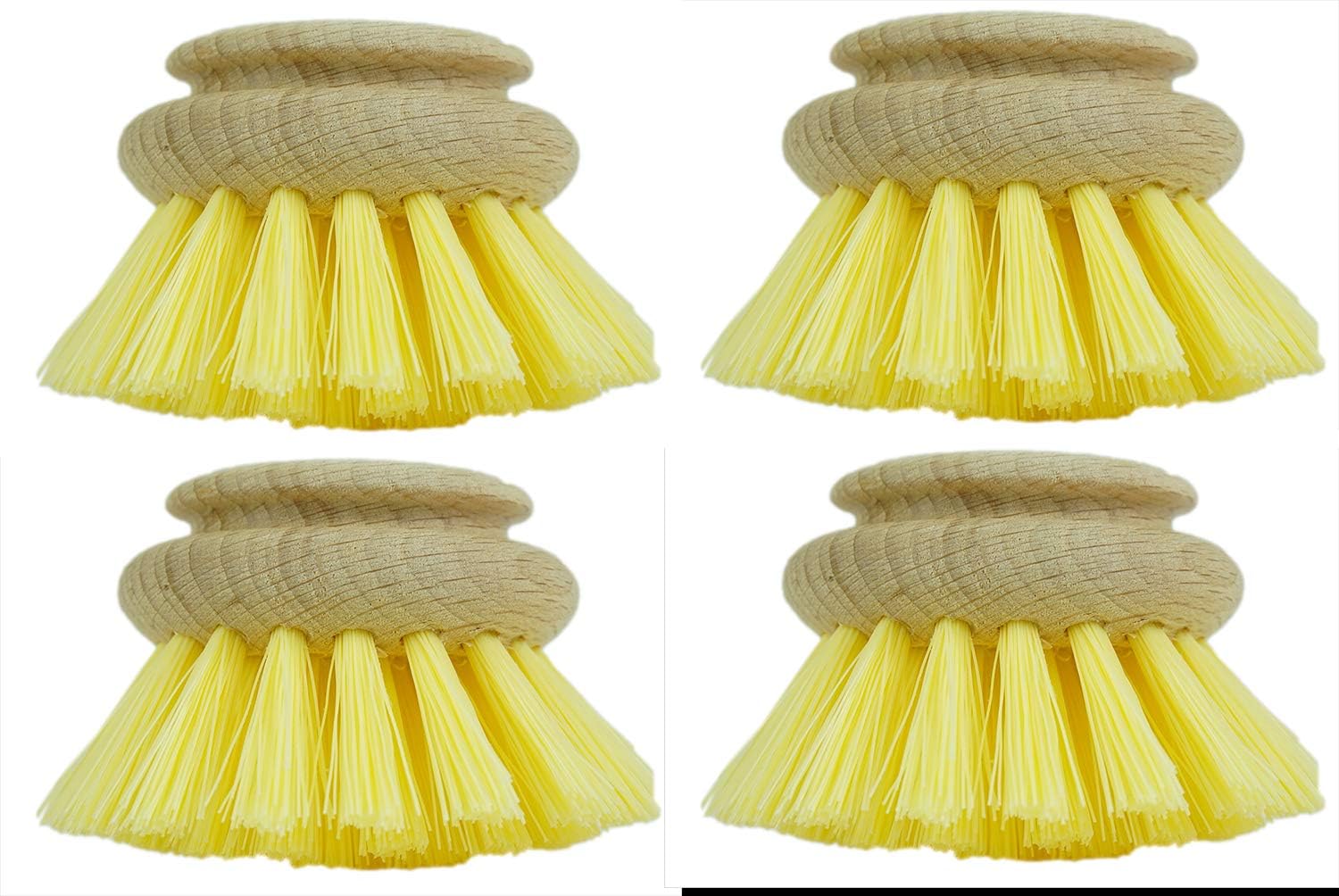 4X Ersatzb&uuml;rste I Kunstfibre I gro&szlig; I Wechselkopf Abwaschb&uuml;rste K&uuml;chenb&uuml;rste Mixtopf B&uuml;rste Scheuerb&uuml;rste Reinigungsb&uuml;rste Holzb&uuml;rste K&uuml;che Dish Brush Plastikfrei Produkte K&uuml;che 