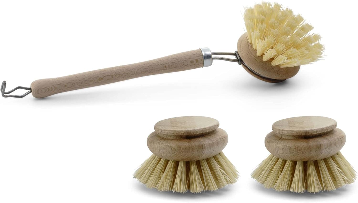 3 TLG Set 1x Sp&uuml;lb&uuml;rste I 2X Ersatzkopf I Kunstfibre I Holz I gro&szlig; I Abwaschb&uuml;rste K&uuml;chenb&uuml;rste Geschirr B&uuml;rste Scheuerb&uuml;rste Putzb&uuml;rste B&uuml;rste K&uuml;che 