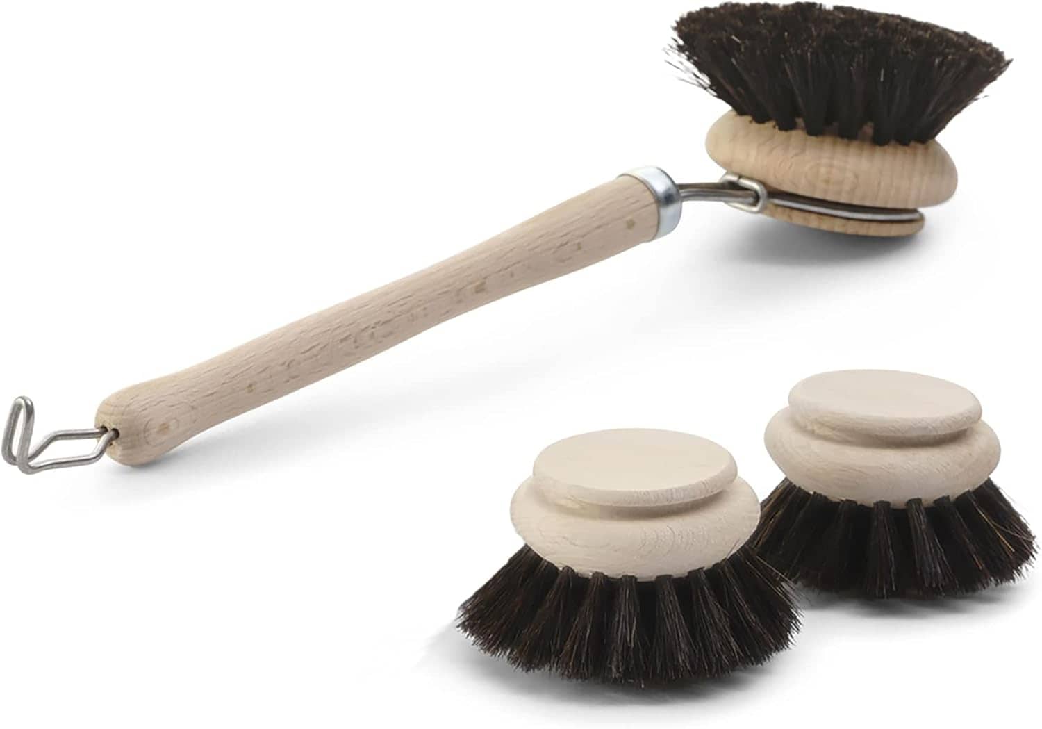 3 TLG Set 1x Sp&uuml;lb&uuml;rste I 2X Ersatzkopf I Rosshaar I Holz I gro&szlig; I Abwaschb&uuml;rste K&uuml;chenb&uuml;rste Geschirr B&uuml;rste Scheuerb&uuml;rste Putzb&uuml;rste B&uuml;rste K&uuml;che 