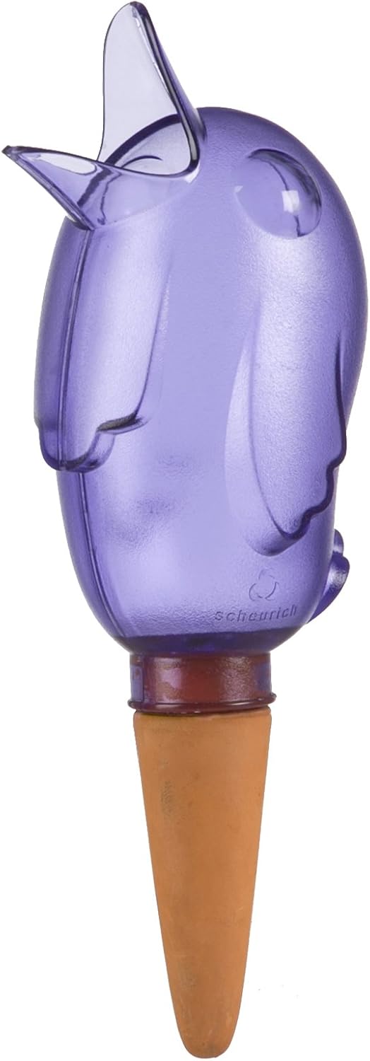 Scheurich Wasserspender B&ouml;rdy M | 6 x Lila | 220ml F&uuml;llmenge | Bew&auml;sserungskugel klein mit Ton Fu&szlig; | Wasserspender Pflanzen und Blumen Terrakotta Stiel 