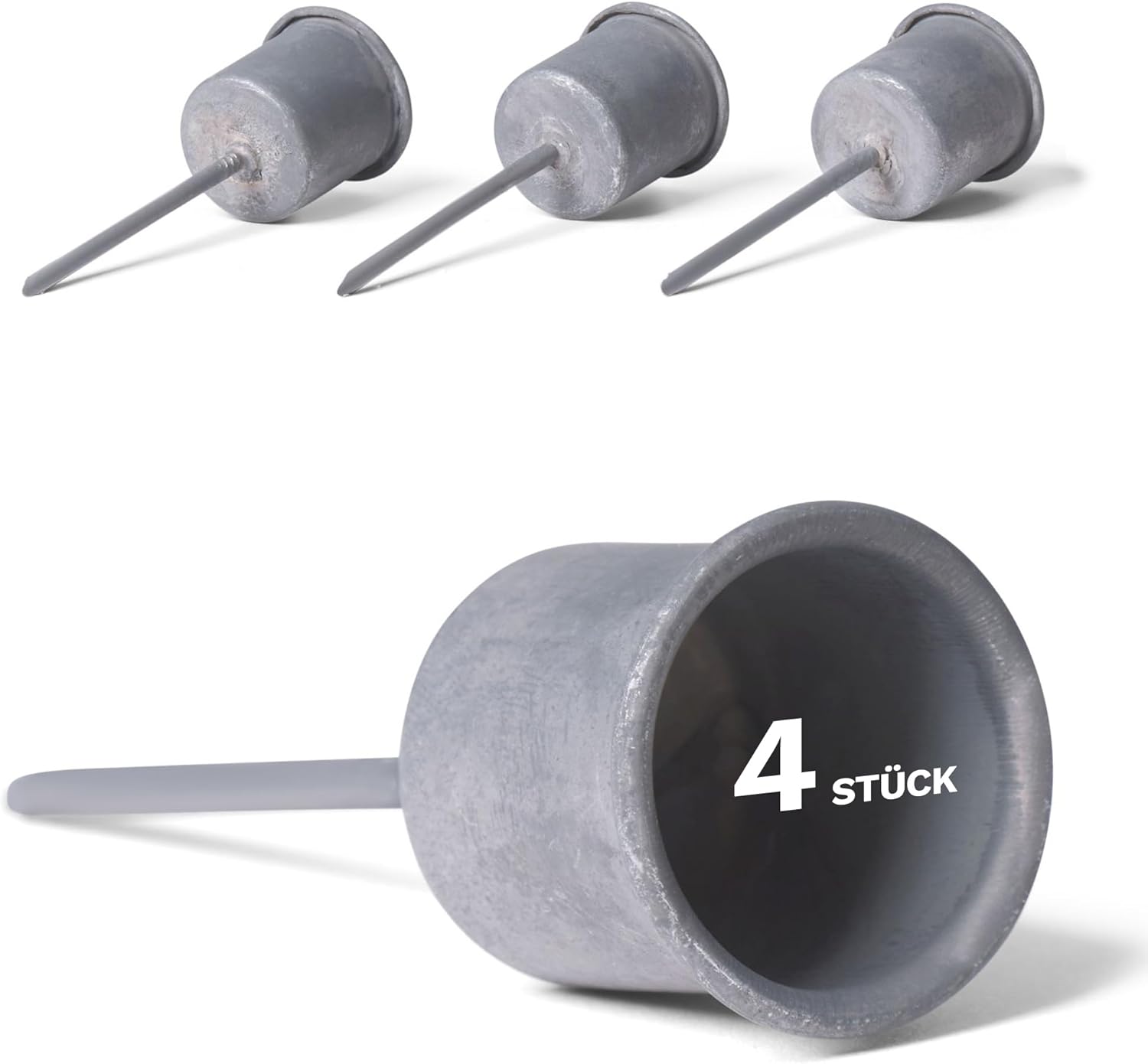 4X Stabkerzenhalter grau I Kerzenpick 7 ,1 x &Oslash; 2 ,8 cm Kerzenstecker f&uuml;r Stabkerzen I Kerzenpin Adventskranzdekoration Kerzenleuchter I Dekoration Weihnachten 
