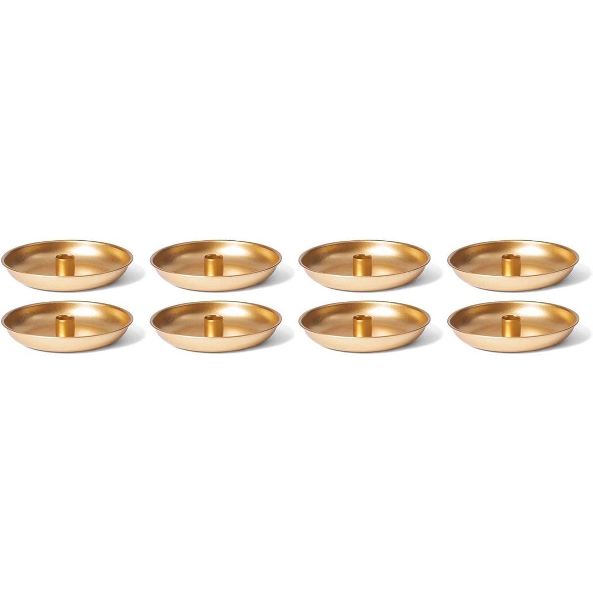 8X Kerzenhalter 15cm Metall Stabkerzen Tafelkerzen Gold scandic chic Adventskranz Kerzenteller Kerzenst&auml;nder weihnachtliche Tischdekoration Stabkerzenhalter Candle Holder Kerzenpin 