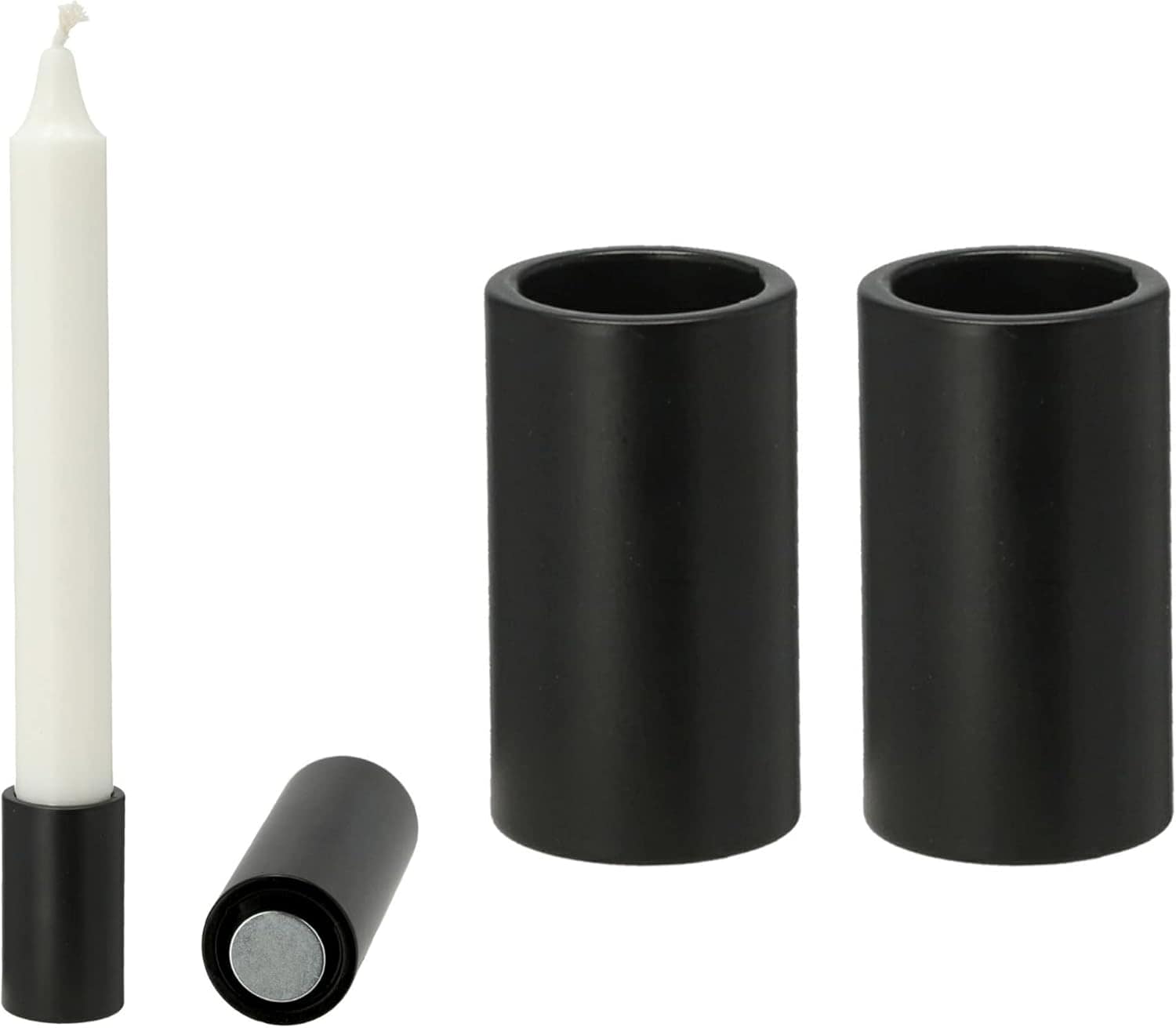 2er-Set Kerzenst&auml;nder magnetisch Stabkerzen Tafelkerzen SCHWARZ 2 ,8x5cm weihnachtliche Tischdekoration scandic chic Weihnachten Adventskranzkerzenhalter Candle Holder Kerzeneinsatz 