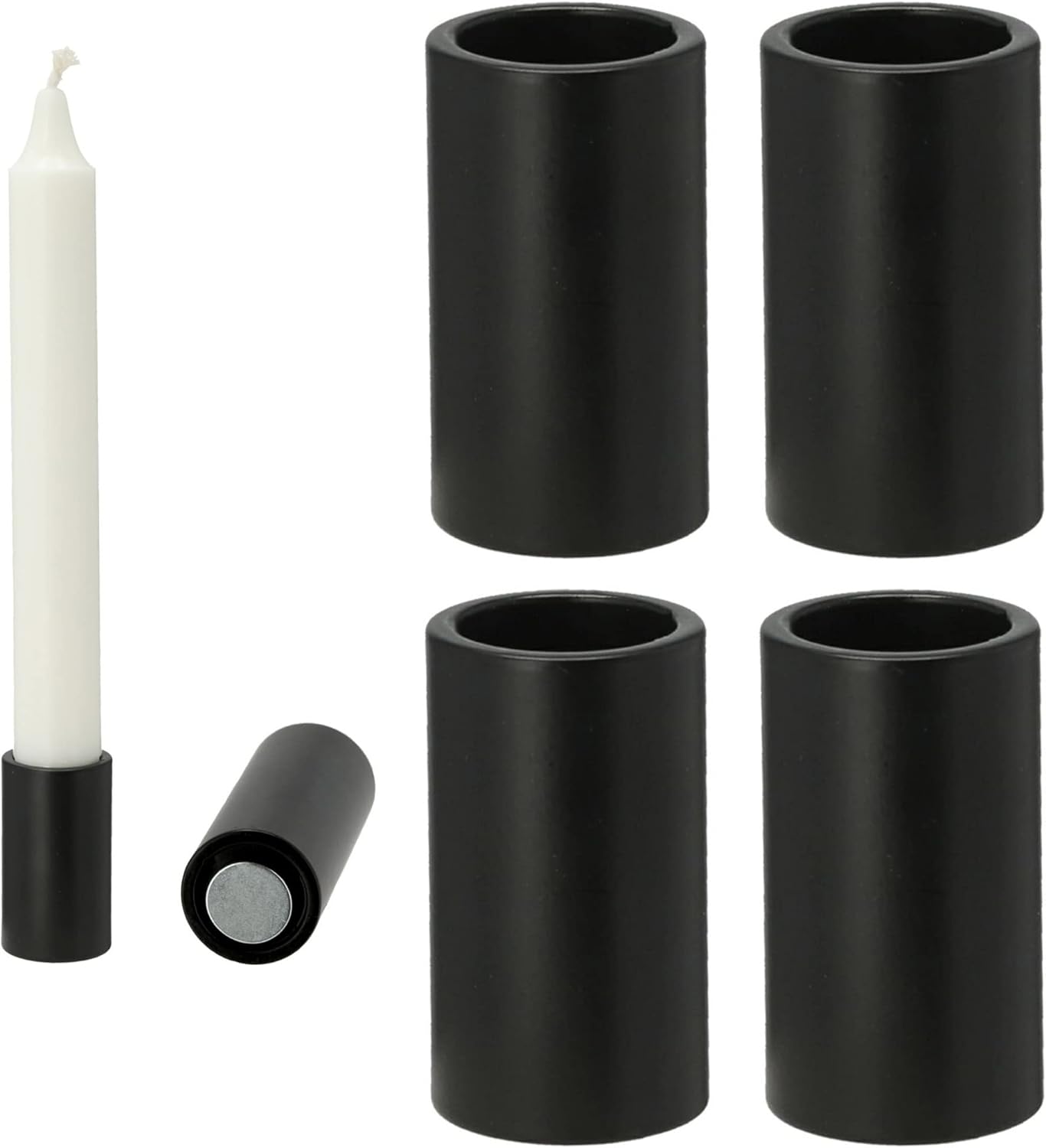 4X Kerzenst&auml;nder magnetisch 2 ,8x7 ,5cm SCHWARZ Kerzenpick Wohnzimmerdekoration Kerzenhalter Stabkerzen Magnet Tafelkerzen weihnachtliche Tischdekoration Adventskranz Candle Holder 