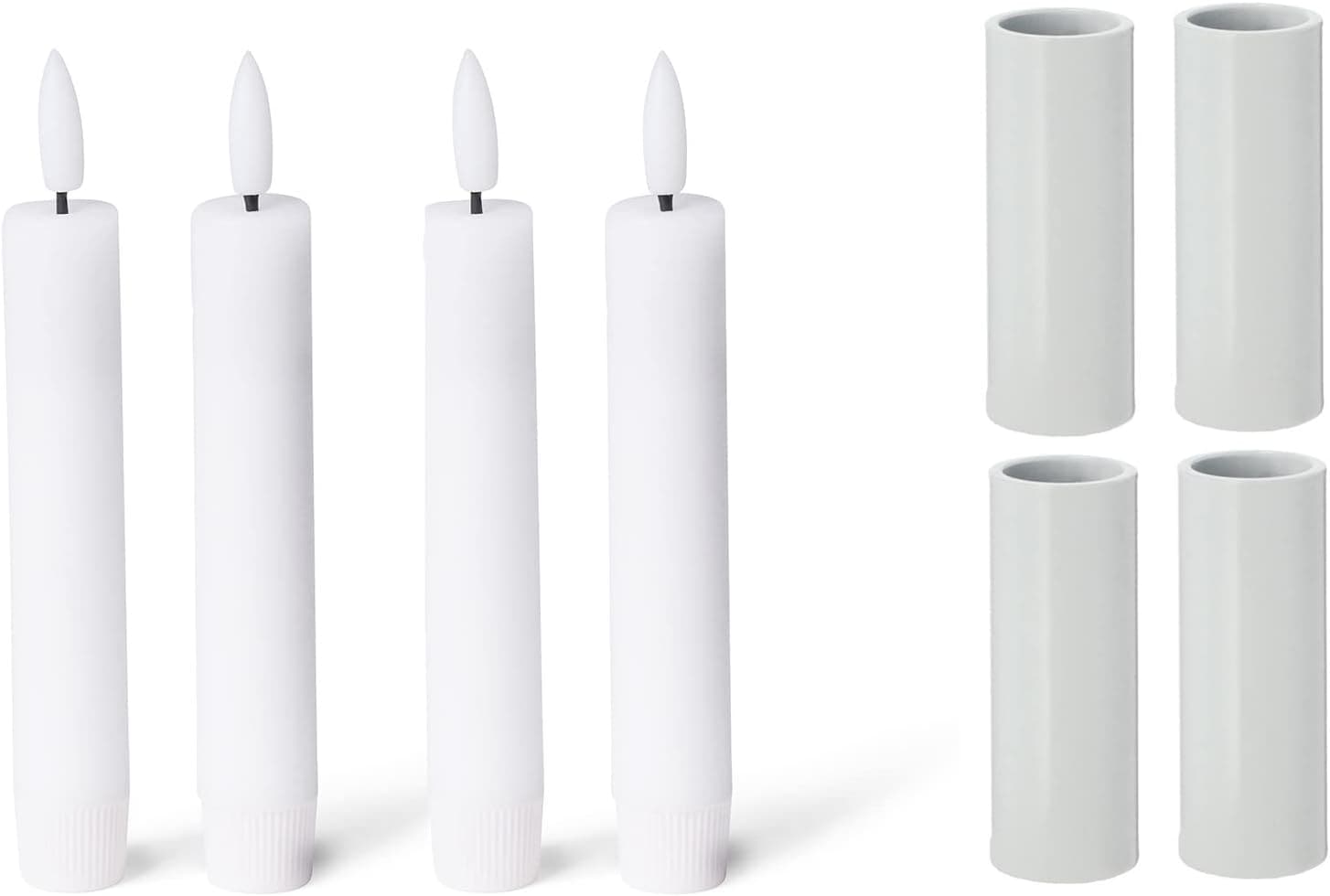 Novaliv 4X Kerzenst&auml;nder magnetisch 2 ,8x5cm Weiss mit Premium elektrisch batteriebetriebener LED-Stabkerze Wohnzimmerdekoration Kerzenhalter Magnet Tafelkerzen weihnachtliche Tischdekoration 