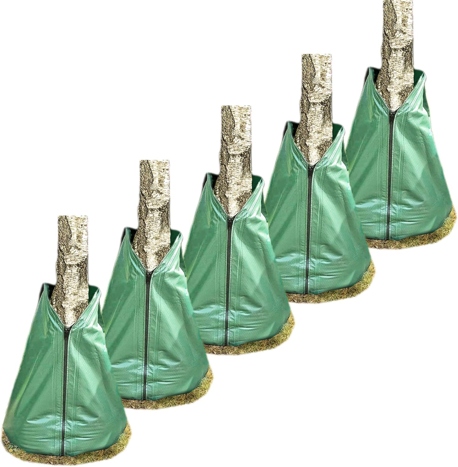 Novatool 5X S&auml;cke f&uuml;r Baumbew&auml;sserung 75 Liter Gr&uuml;n Bew&auml;sserungsbeutel aus robustem PVC Baums&auml;cke Bew&auml;sserung Baumbew&auml;sserung S&auml;cke Wasserbeutel Baum 