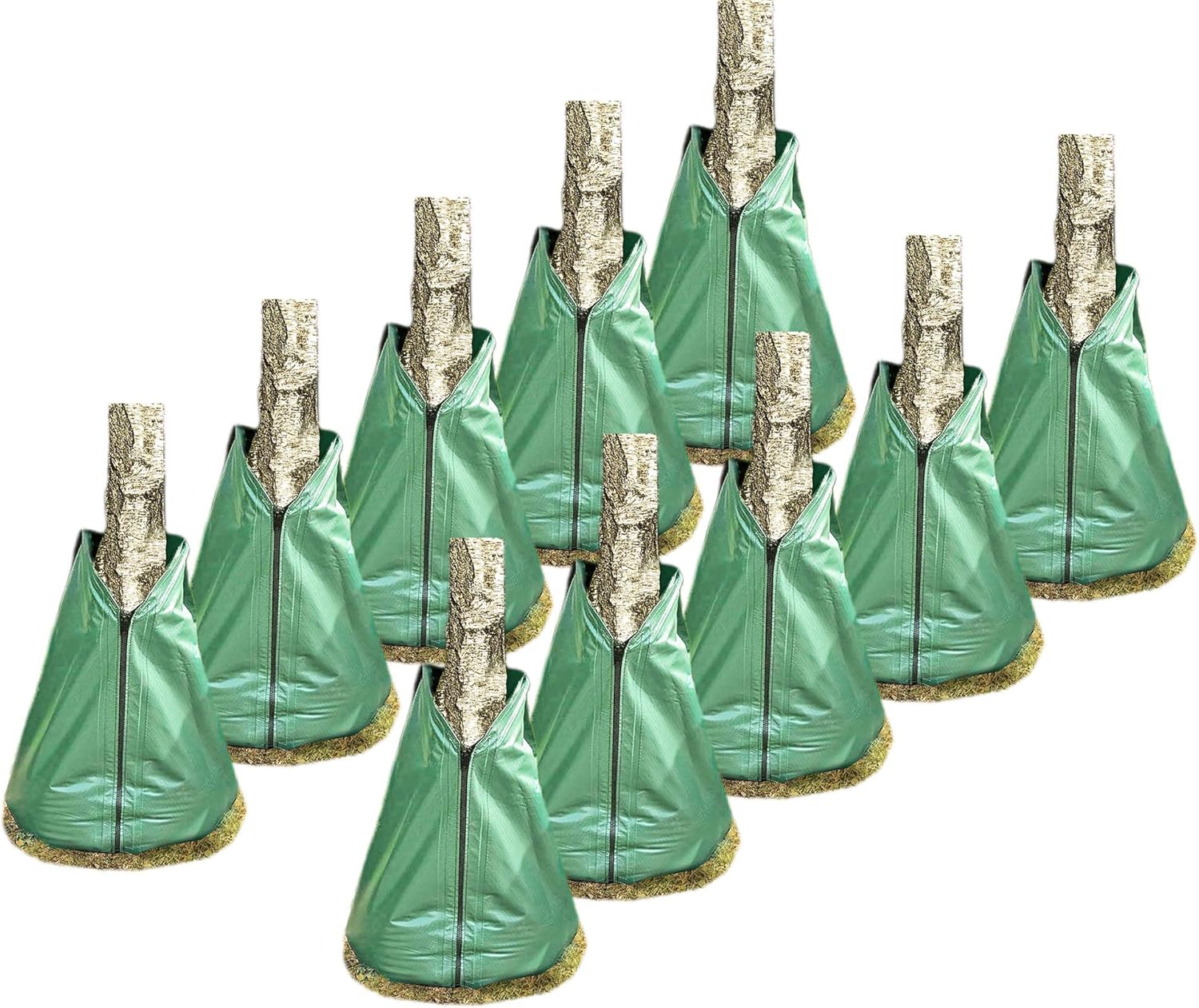 Novatool 10x S&auml;cke f&uuml;r Baumbew&auml;sserung 75 Liter Gr&uuml;n Bew&auml;sserungsbeutel aus robustem PVC Baums&auml;cke Bew&auml;sserung Baumbew&auml;sserung S&auml;cke Wasserbeutel Baum 