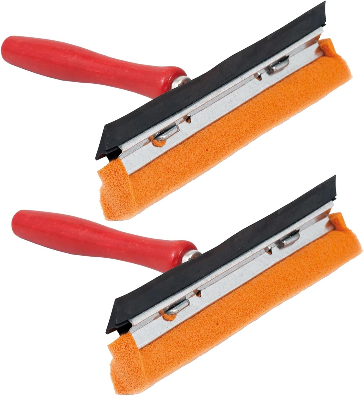 Novaliv 2X Scheibenabzieher Auto 21 cm Holzgriff 16 cm mit Abziehlippe und Gummischwamm Auto Abzieher Autoscheibe Scheibenputzer Wischschwamm 
