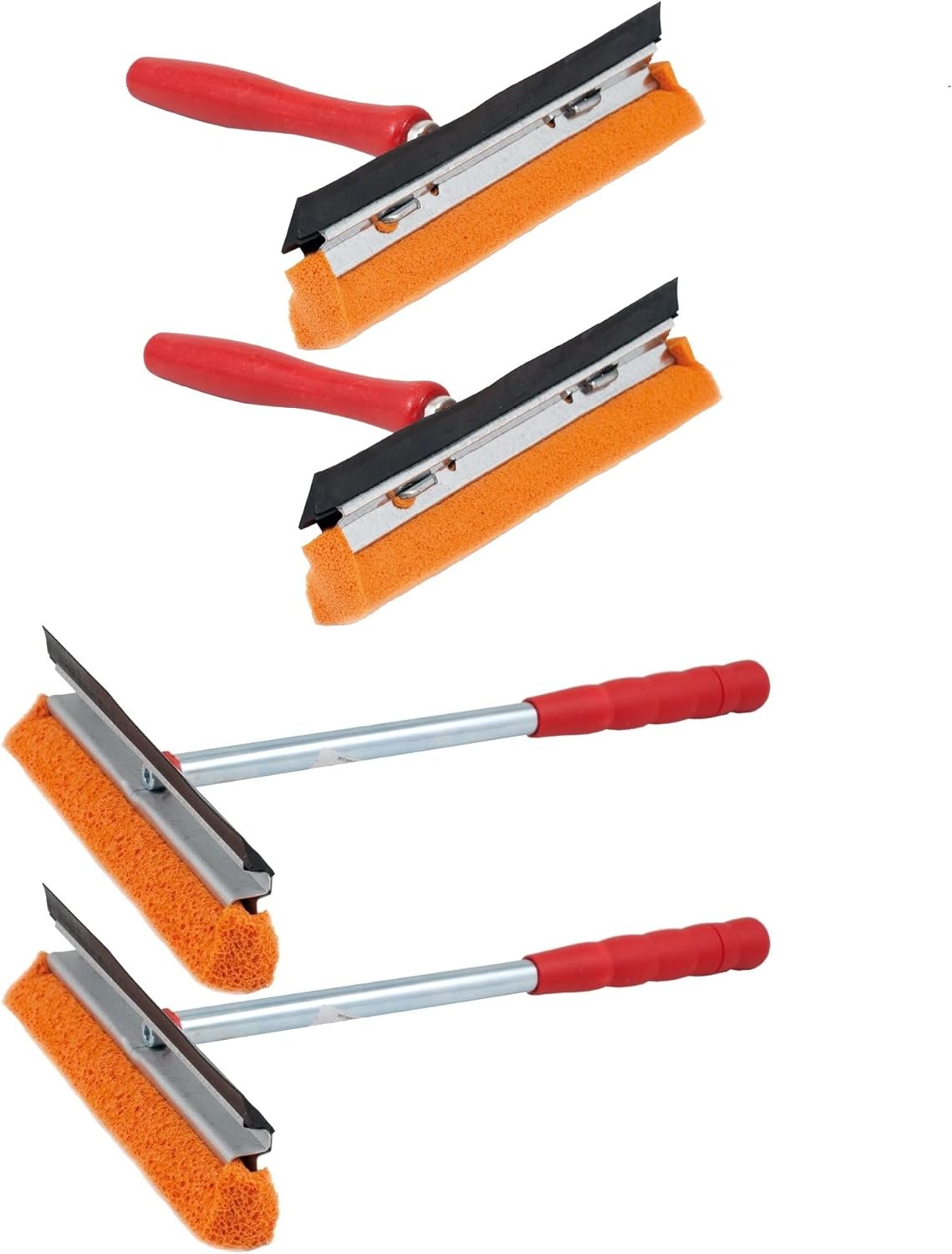 Novaliv 2X Scheibenabzieher Auto 21 cm Holzgriff 16 cm + Metall-Kunststoffgriff 31 Abziehlippe und Gummischwamm Auto Abzieher Autoscheibe 
