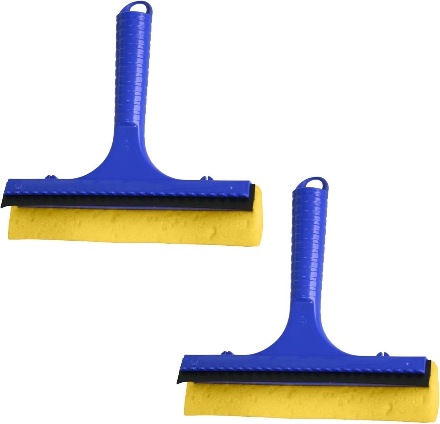 Novaliv 2X Scheibenabzieher Auto 20 cm Blau Kunststoff mit Abziehlippe und Gummischwamm Auto Abzieher Autoscheibe Scheibenputzer Wischschwamm 