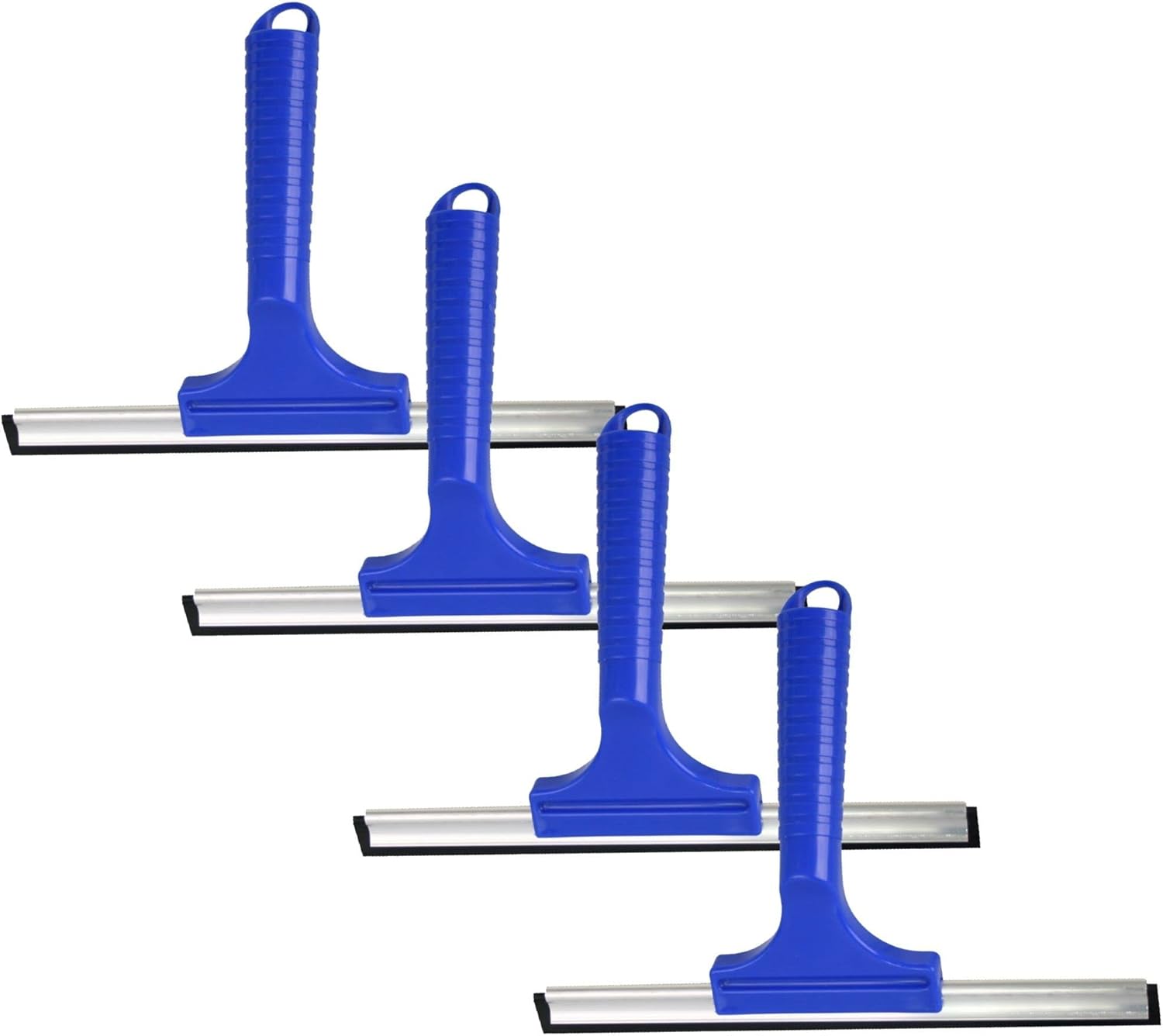 Novaliv 4X Fensterabzieher 35 cm Aluleiste mit Gummilippe f&uuml;r streifenfreies Abziehen Blau Fensterreiniger Fensterlippe Fensterreinigung Abzieher Fenster Fensterputzer Fensterwischer Duschabzieher 