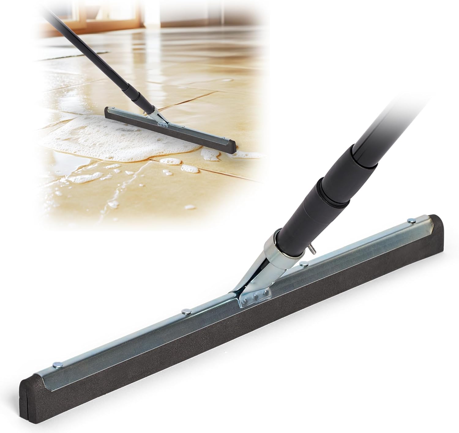 Novaliv Wasserschieber Bodenabzieher 45cm mit Stiel 130 cm Duschabzieher Abzieher Dusche Boden Abzieher Fenster Profi Wasser Abzieher Schieber f&uuml;r Boden Wasserabzieher Terasse Boden Pool 