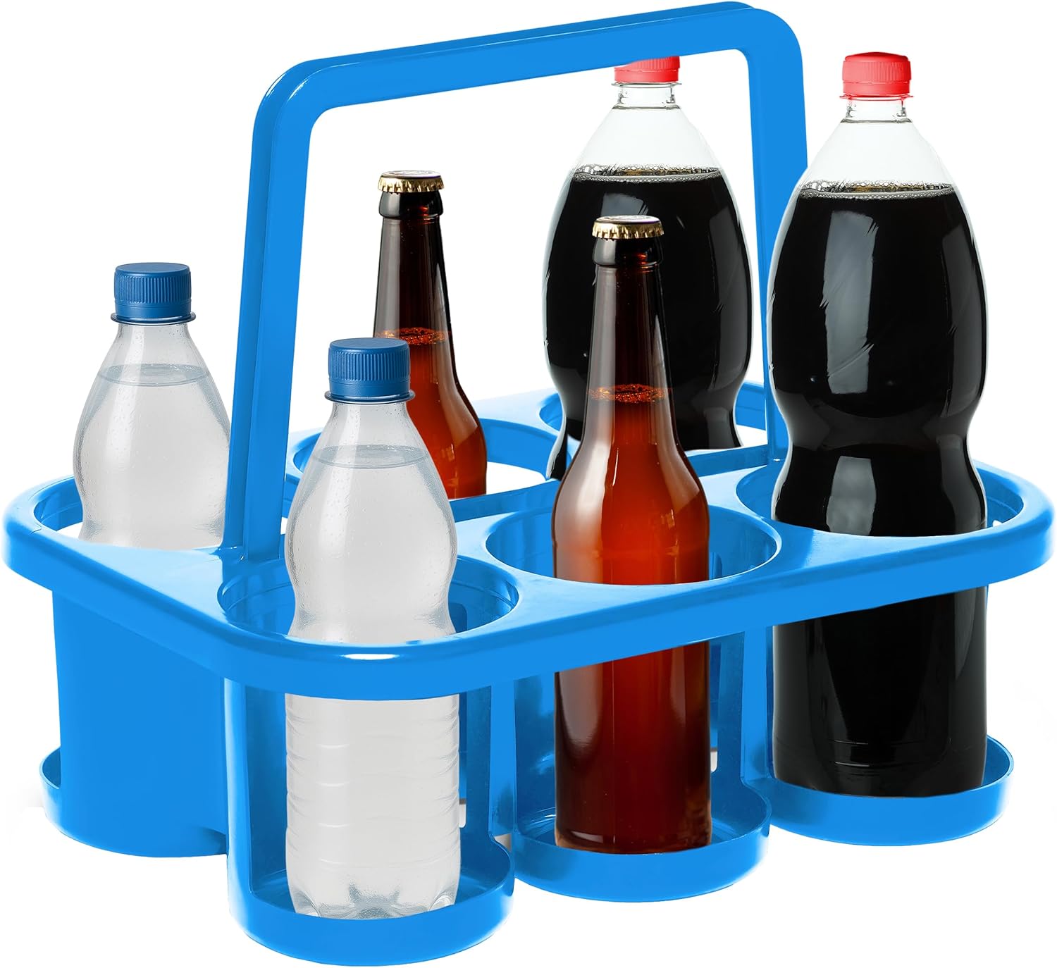 Novaliv Flaschentr&auml;ger f&uuml;r 6 Flaschen - Stabiler Halt - Getr&auml;nkekorb Kunststoff , Stapelbar , 32x23x28cm BLAU - Ideal f&uuml;r K&uuml;che & Keller Getr&auml;nkekorb Biertr&auml;ger Getr&auml;nketr&auml;ger Flaschenbox 