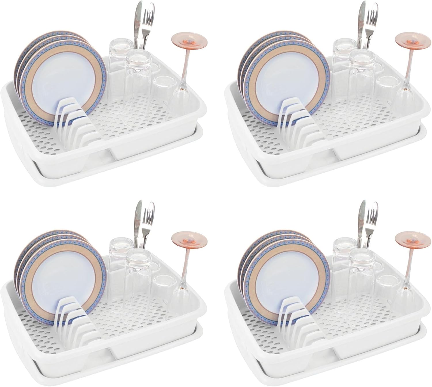 Novaliv 4X Abwasch Organizer Schale Weiss 40 x 30 cm Abwasch Abtropfgestell Vielseitige Anwendung f&uuml;r K&uuml;che & Waschbecken klein Besteck und Geschirrst&auml;nder Dish Rack Kitchen 