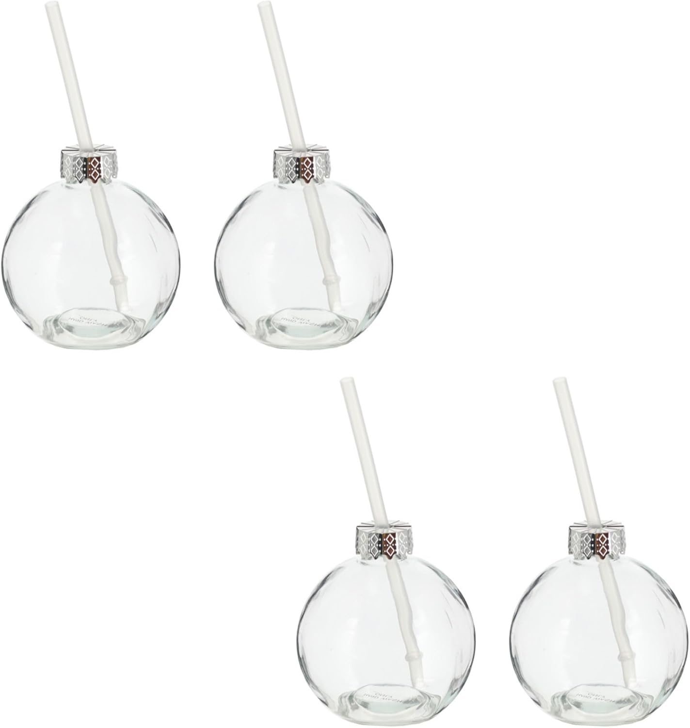 Novaliv 4X Tassen Gl&uuml;hwein 400 ml Personalisierte Weihnachtstasse mit Trinkhalm - Weihnachtskugel als Gl&uuml;hweinbecher - Christbaumkugel Motiv Tasse Tannenbaum Kugel Weihnachtstassen Handw&auml;rmer Mugs 