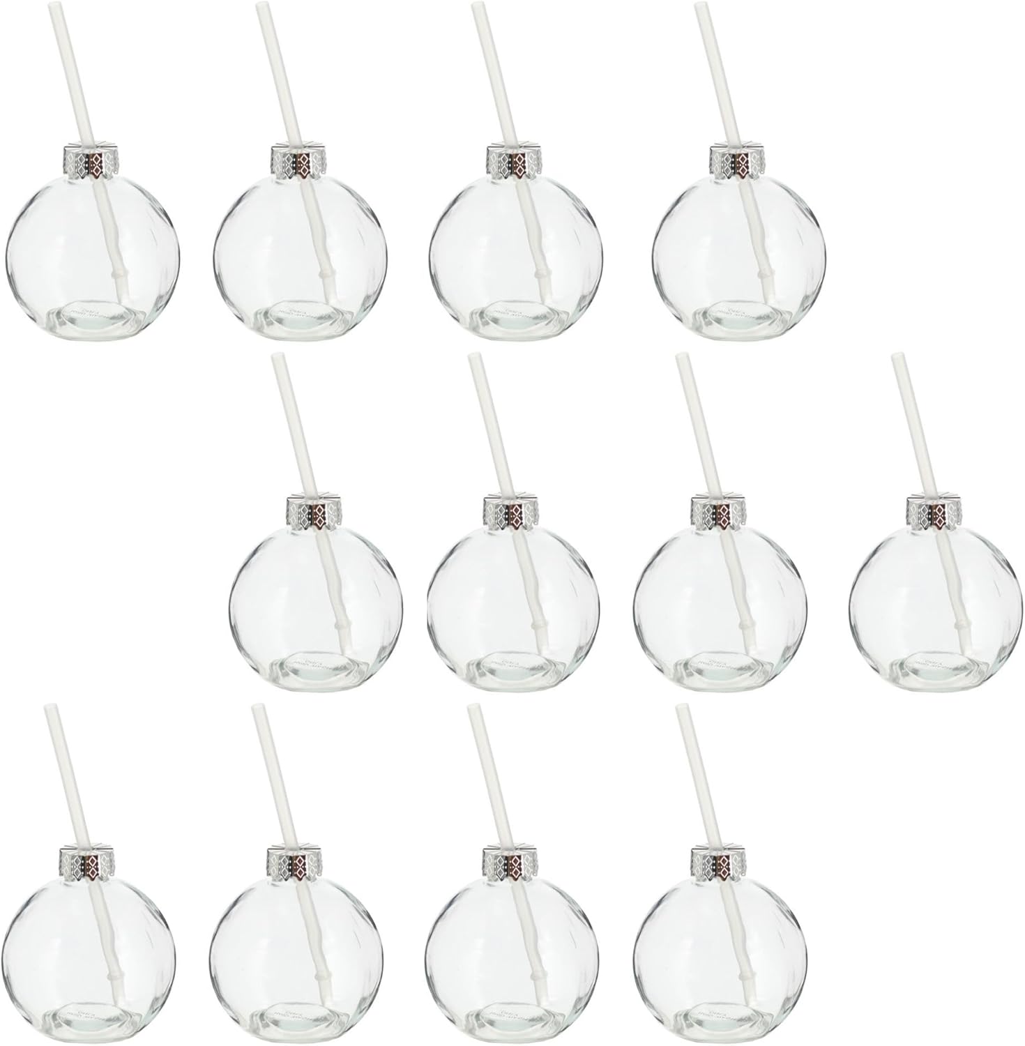 Novaliv 12x Tassen Gl&uuml;hwein 400 ml Personalisierte Weihnachtstasse mit Trinkhalm - Weihnachtskugel als Gl&uuml;hweinbecher - Christbaumkugel Motiv Tasse Tannenbaum Kugel Weihnachtstassen Handw&auml;rmer Mugs 