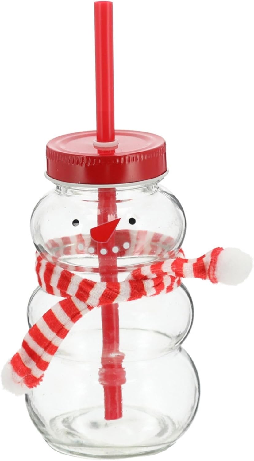 Novaliv Tasse Gl&uuml;hwein 260 ml Personalisierte Weihnachtstasse mit Trinkhalm - Schneemann als Gl&uuml;hweinbecher - Weihnachts Motiv Tasse mit Deckel und Strohhalm Weihnachtstassen Handw&auml;rmer Xmas Mugs 