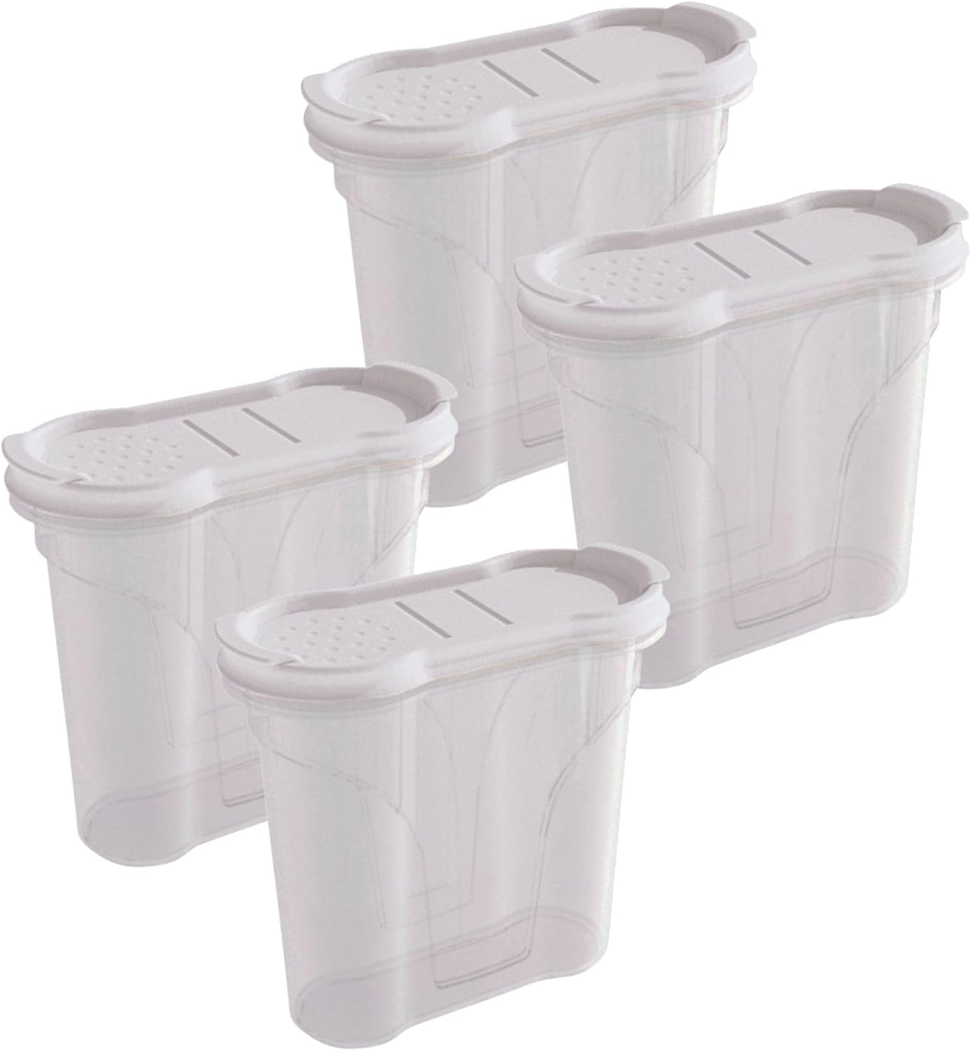 Novaliv Salzstreuer 4 ST&Uuml;CK Salz Vorratsdose zum Streuen 300 ml Ma&szlig;e (LxBxH): 11 x 5 x 11 cm Dosen f&uuml;r Gew&uuml;rze mit Deckel Salz und Pfefferstreuer Paprika Gew&uuml;rz Streuer Klein Streuer Gew&uuml;rze Fein 