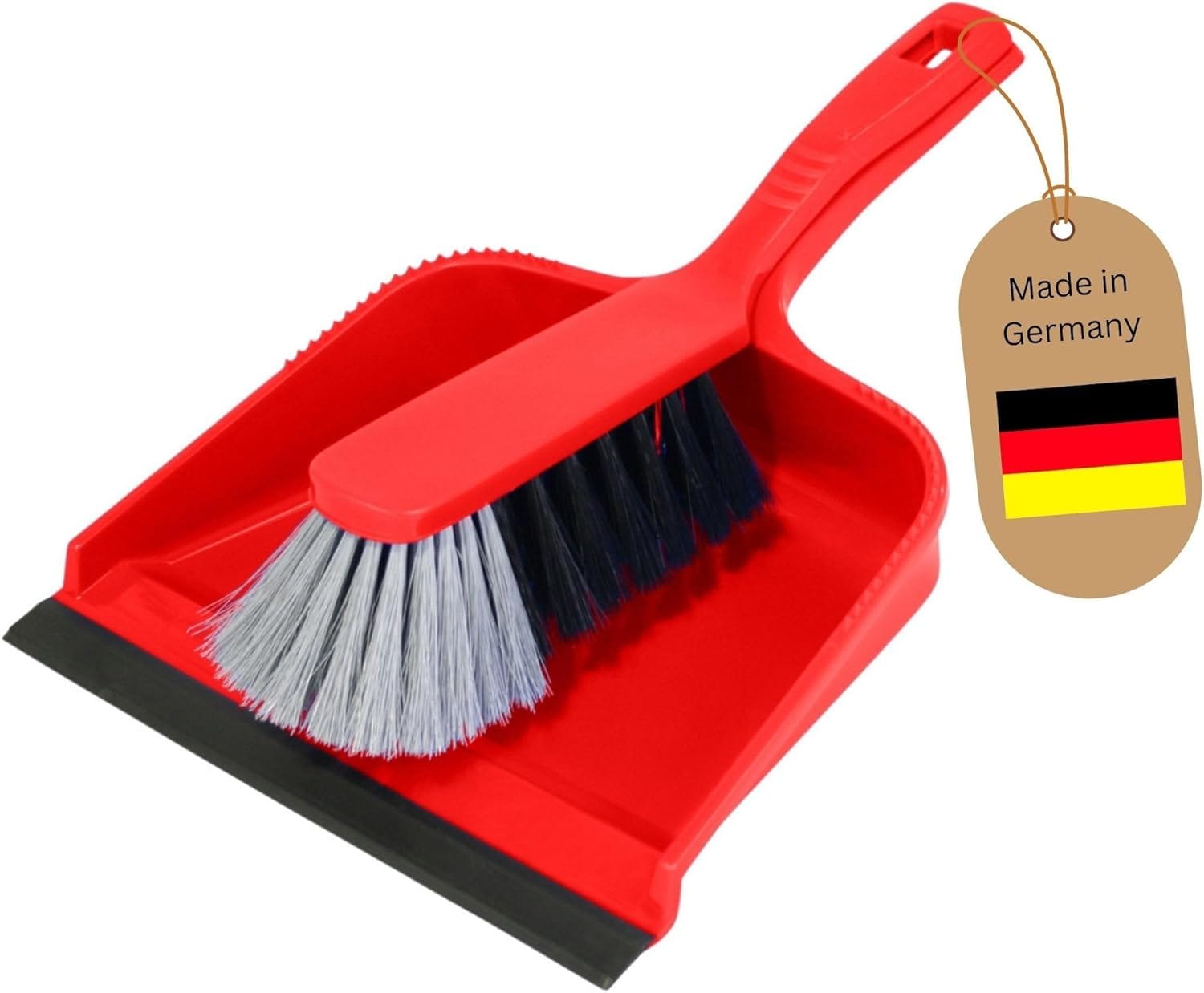 Novaliv Kehrblech Set Kehrblechgarnitur ROT Kunststoff Kehrblechbesen zum Aufkehren Handfeger Kunstborsten PPN Kehrblechset Kehrschaufel 20 cm - geeignet f&uuml;r Camping Feger und Kehrblech 