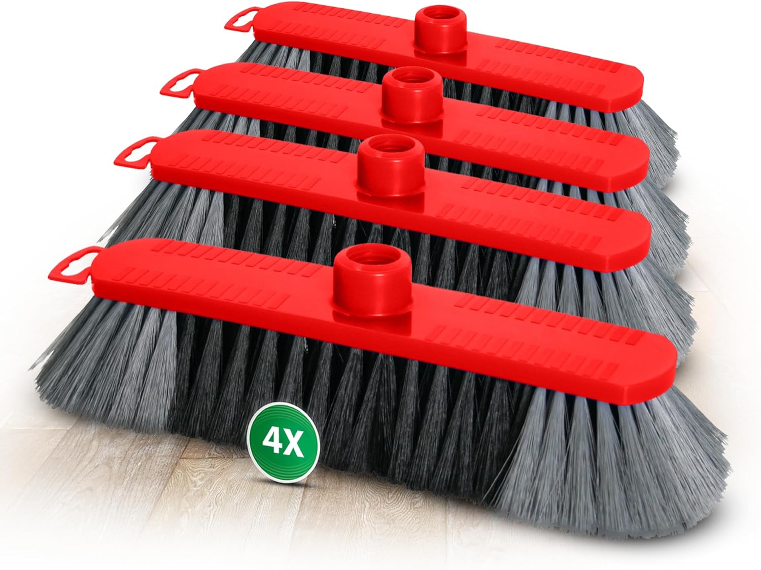 Novaliv 4er Set Zimmerbesen 30 cm FEINE KUNSTBORSTEN Kehrbesen Rot Saalbesen - OHNE Stiel NUR Besenkopf - Saalbesen mit Gewinde f&uuml;r 22mm Besenstiele geeignet - Spinnwebenbesen Zimmerbesen Magic Broom 