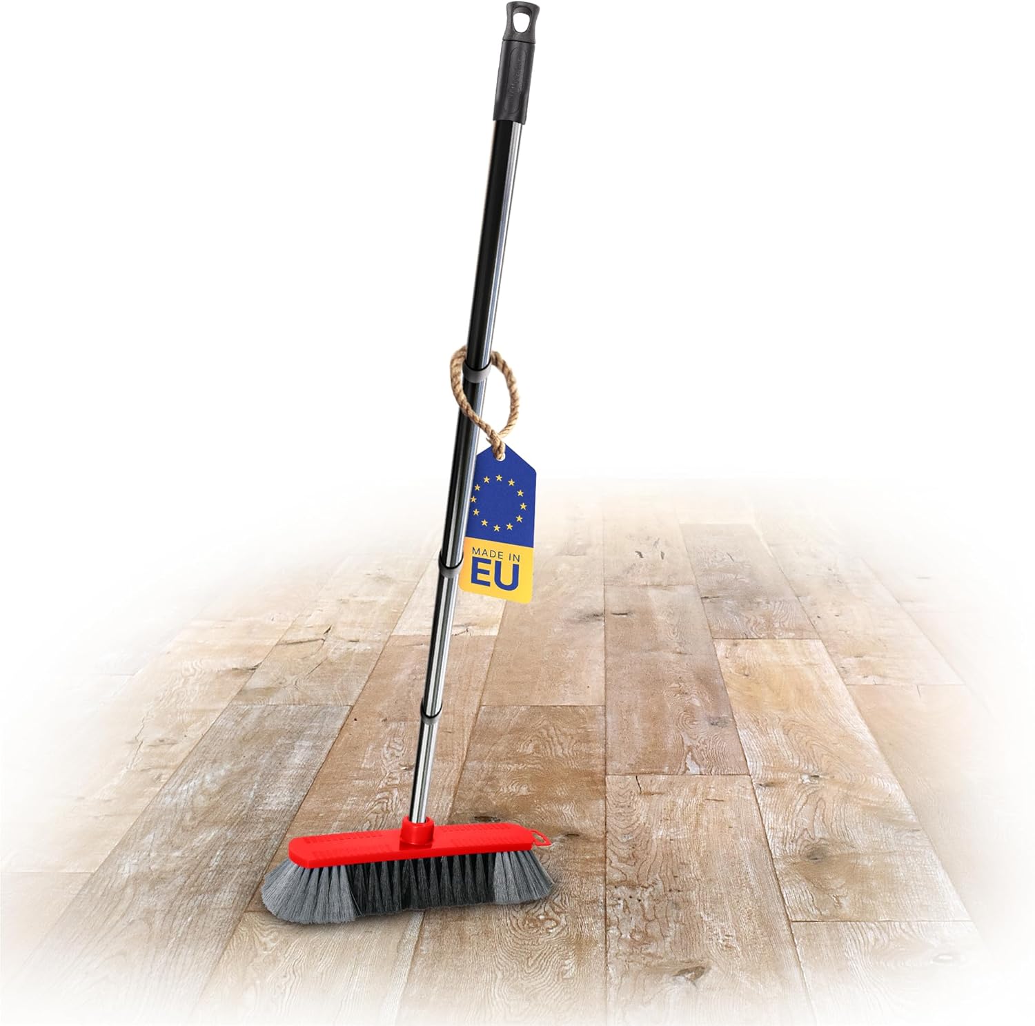 Novaliv Kunststoff Zimmerbesen 30 cm FEINE KUNSTBORSTEN Kehrbesen Rot Saalbesen mit Stiel Steckstiel stabil Saalbesen mit Gewinde f&uuml;r 22mm Besenstiele geeignet Spinnwebenbesen Zimmerbesen Magic Broom 