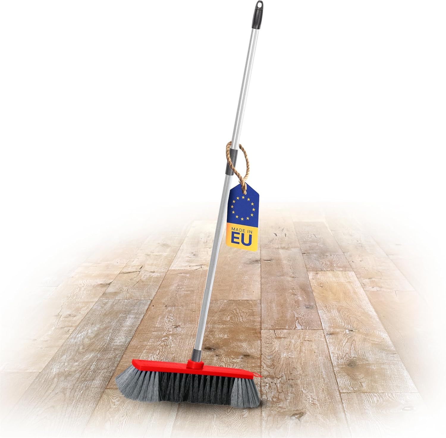 Novaliv Zimmerbesen 30 cm FEINE KUNSTBORSTEN Kehrbesen Rot Saalbesen mit Stiel Teleskopstiel 130 cm - Saalbesen mit Gewinde f&uuml;r 22mm Besenstiele geeignet - Spinnwebenbesen Zimmerbesen Magic Broom 