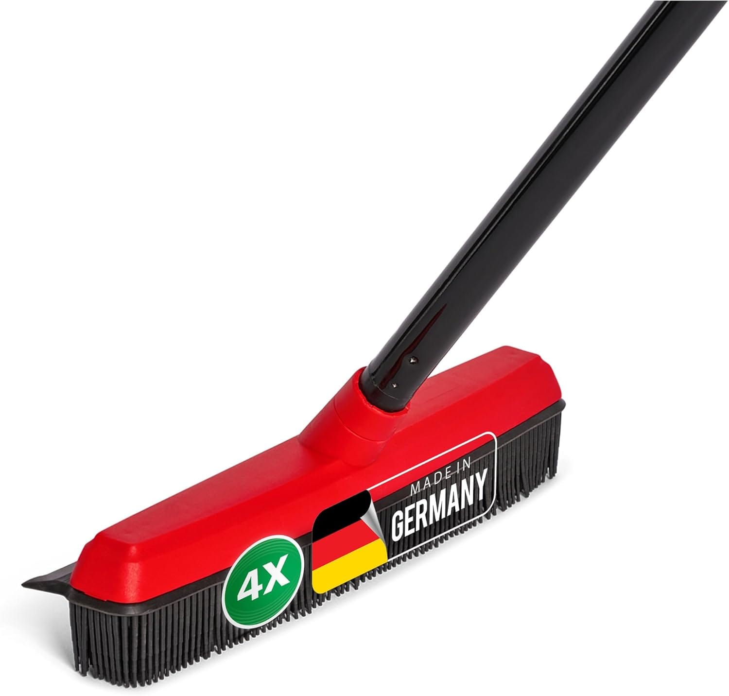 Novaliv 4x Gummibesen mit Stiel zum Stecken Auto & Abzieher Friseurbesen Gummi Noppenbesen Hundehaarentferner Parkett Besen f&uuml;r Drinnen Steinb&ouml;den Teppichbesen Bodenabzieher Haushaltsbesen Wunderbesen 
