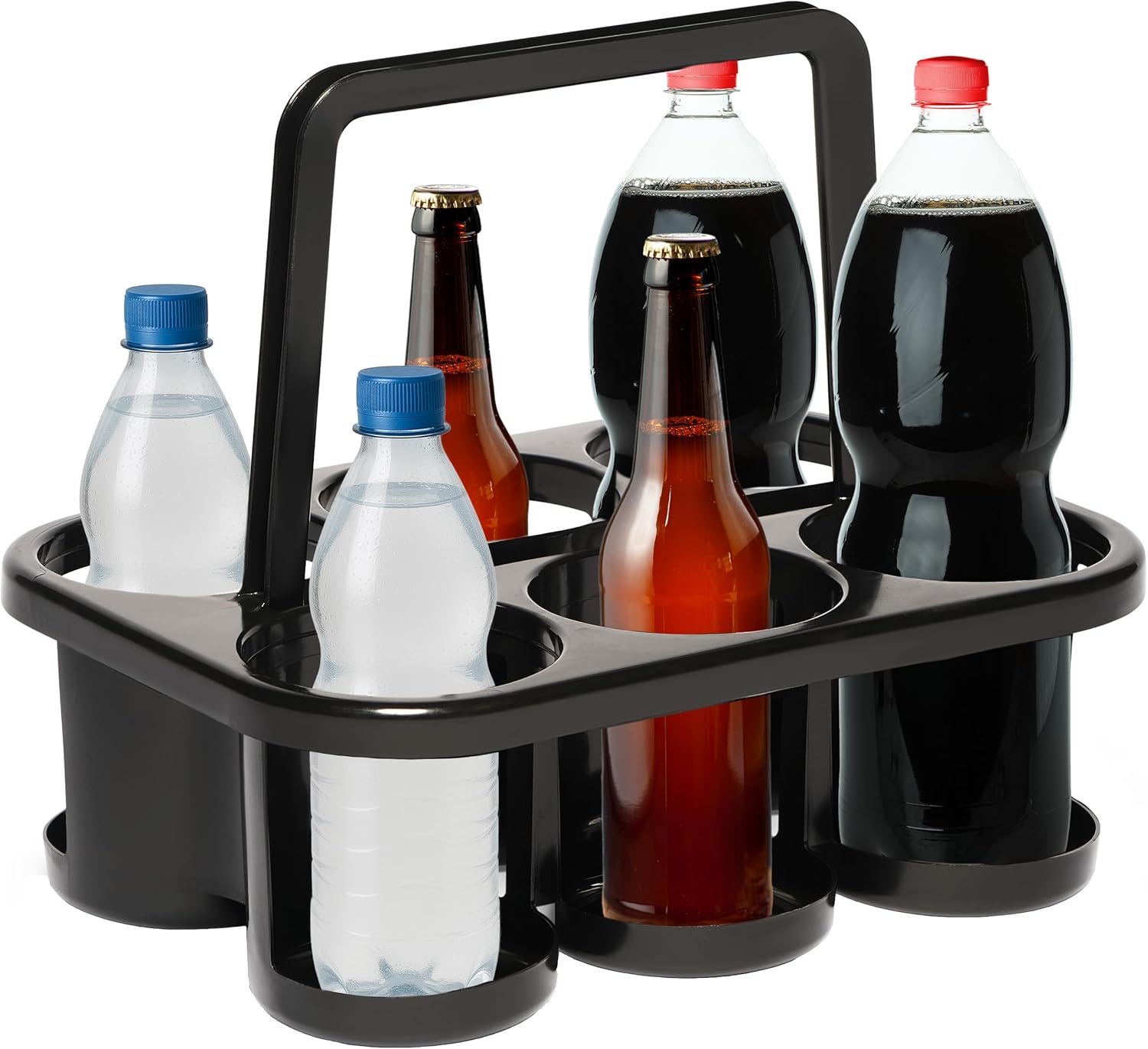 Novaliv Flaschentr&auml;ger f&uuml;r 6 Flaschen - Stabiler Halt - Getr&auml;nkekorb Kunststoff , Stapelbar , 32x23x28cm Anthrazit - Ideal f&uuml;r K&uuml;che & Keller Getr&auml;nkekorb Biertr&auml;ger Getr&auml;nketr&auml;ger Flaschenbox 