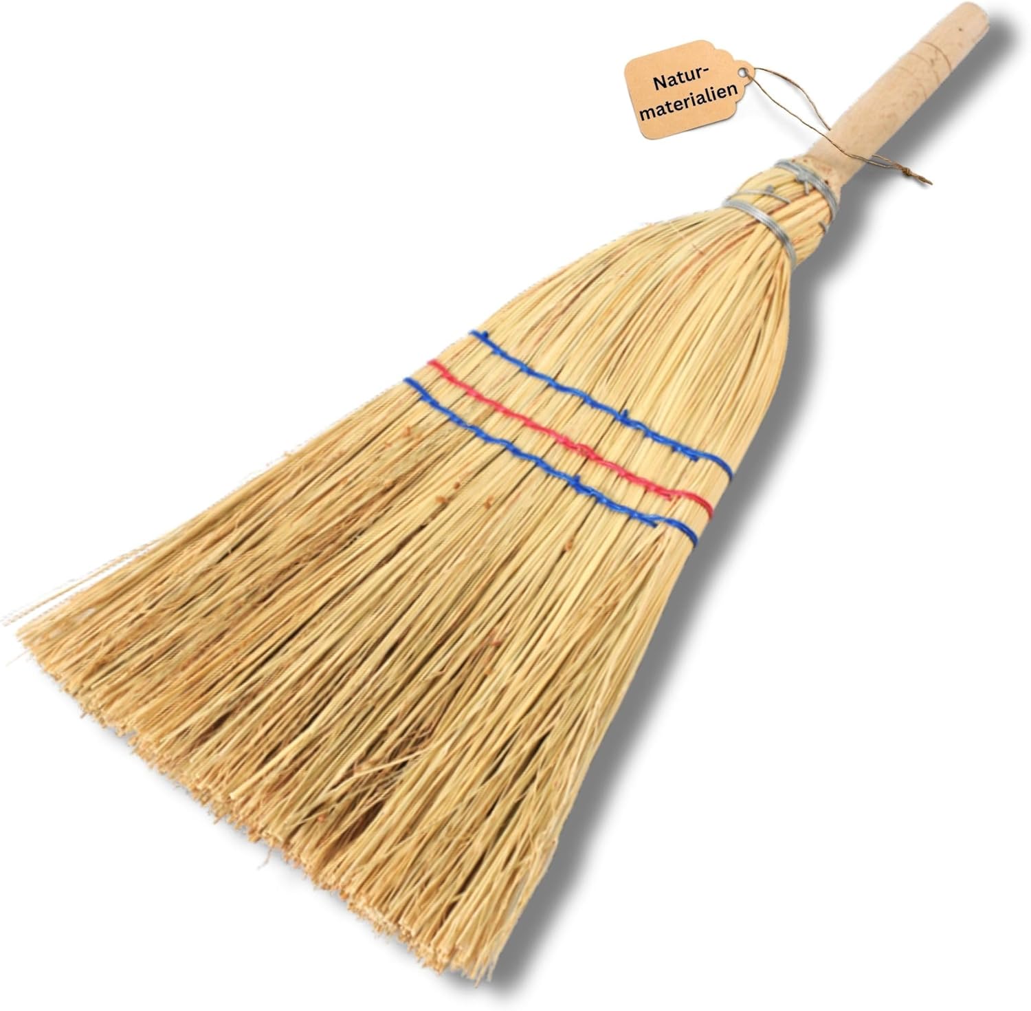 Novatool Kleiner Besen Reisigbesen mit Stiel kurz 40cm Strohbesen Kinder Hexenbesen klein Garden Broom Mini Besen klein IDEAL als Kinderbesen & Campingbesen 