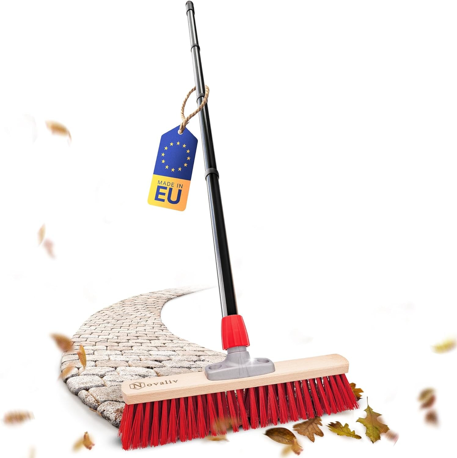 Straßenbesen mit Stiel draußen 50 cm Elaston Borsten Ideal als Besen draußen Gartenbesen mit Stiel Harte Borsten Terassenbesen Hofbesen Stallbesen Kehrbesen Industriebesen Outdoor Broom