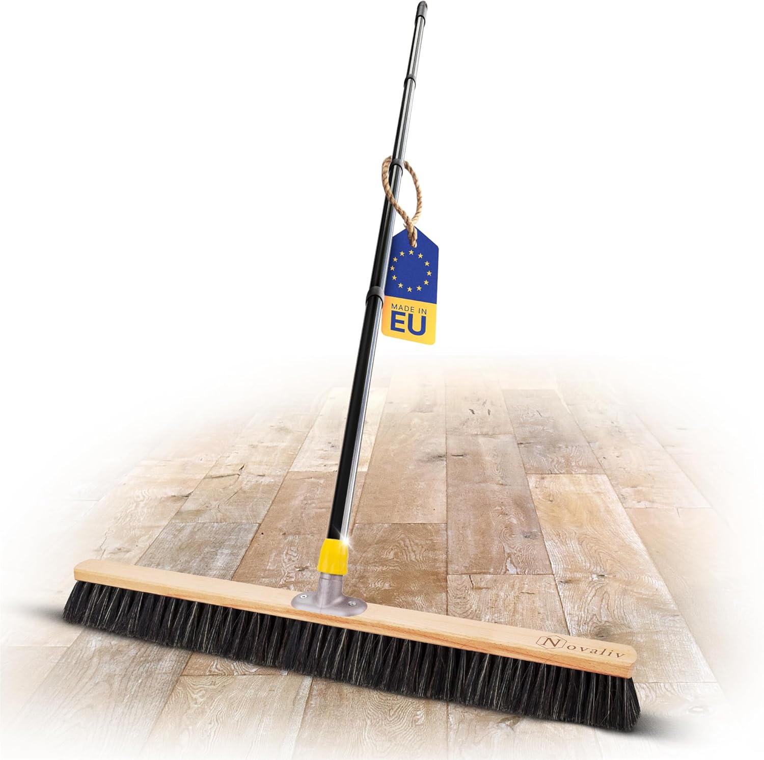 Novaliv Gro&szlig;er Besen Saalbesen 80 cm mit Stiel Borsten Haarmischung Besen fein mit stiel Ideal als Werkstattbesen Hallenbesen Industriebesen Hausbesen Kehrbesen Zimmerbesen Haarbesen Besen gro&szlig; 