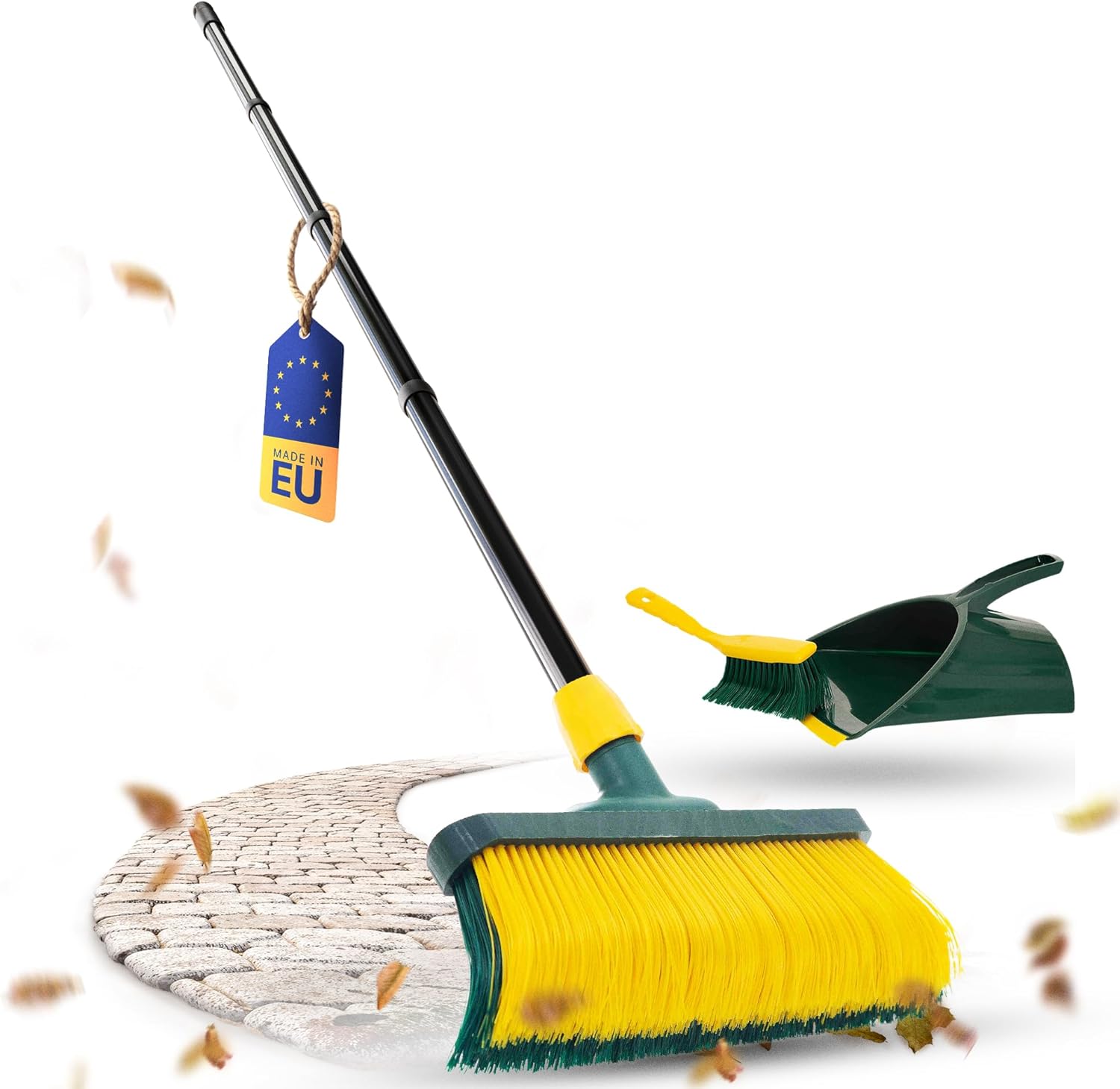 Novaliv Premium Krallenbesen mit Stiel 30cm inkl. Jumbo Kehrgarnitur , Spezialbesen gebogenen Borsten - Ideal als Gartenbesen , Kratzbesen , Kunstrasen Besen , Optimal f&uuml;r Camping , Stra&szlig;enbesen Kehrbesen 