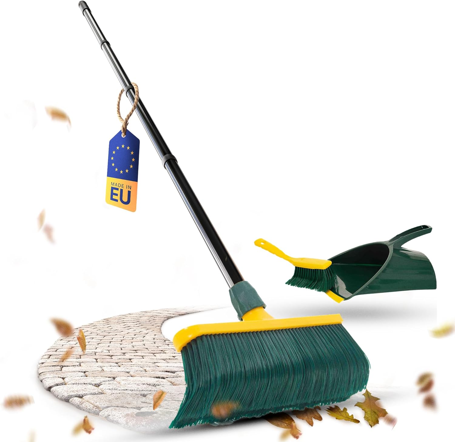 Novaliv Premium Krallenbesen mit Stiel 40cm inkl. Jumbo Kehrgarnitur , Spezialbesen gebogenen Borsten Kunststoffkopf -Ideal als Gartenbesen , Kratzbesen , Kunstrasen Besen , Optimal f&uuml;r Camping 